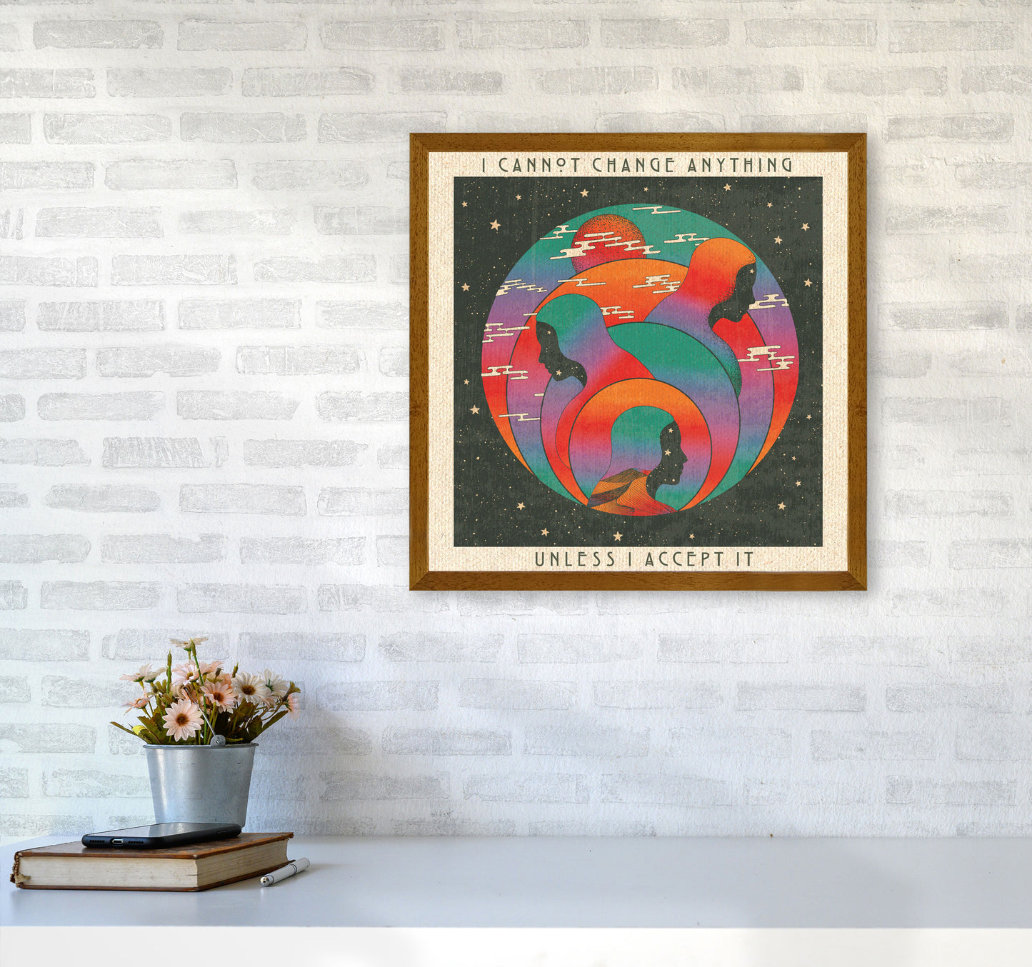Accept With Text Art Print by Inktally5050 Print Only