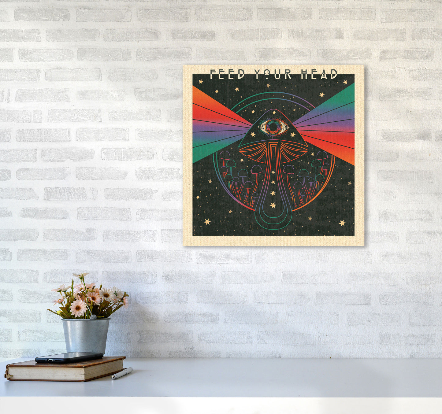 Feed Your Head Art Print by Inktally5050 Black Frame