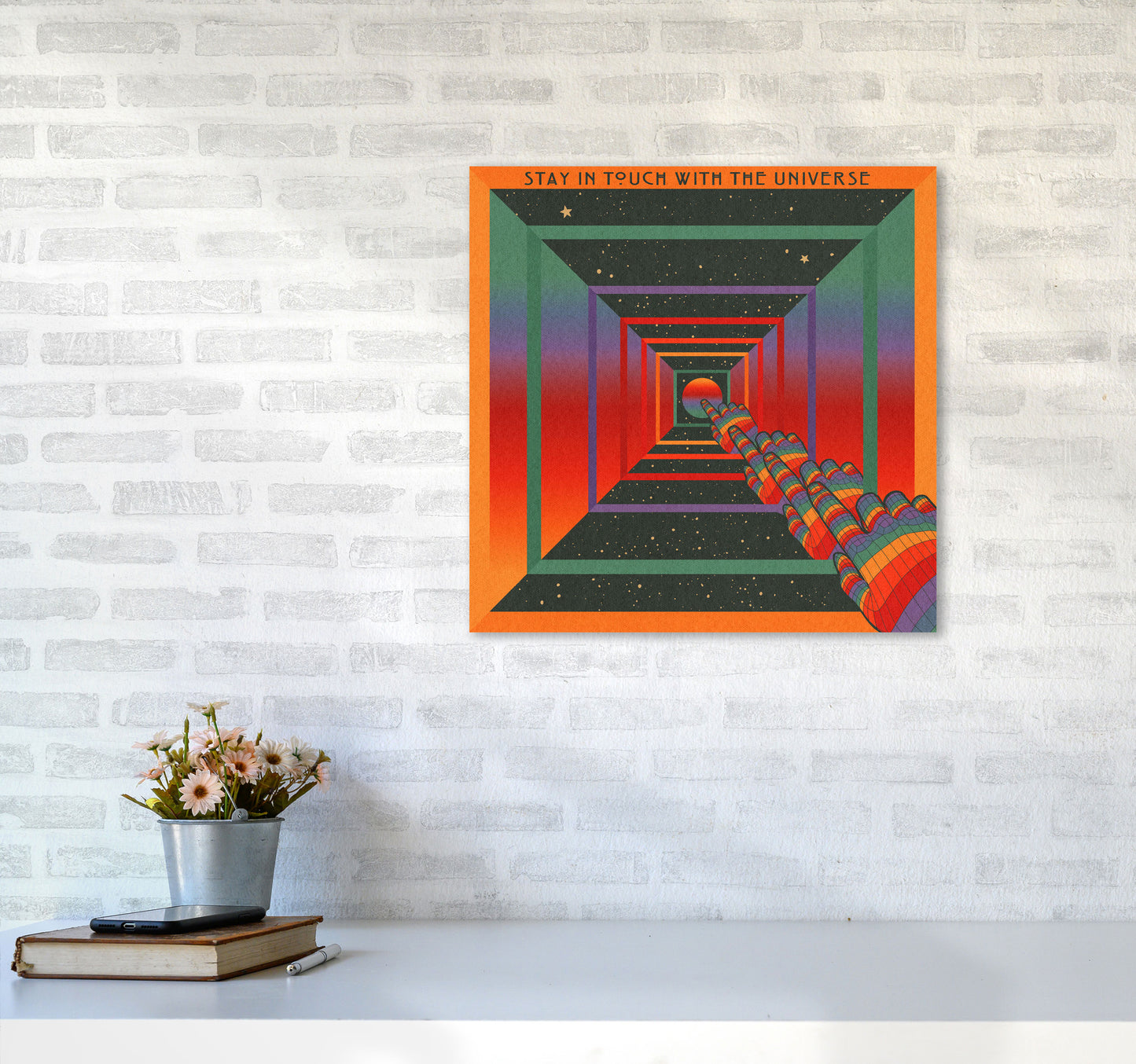 Stay In Touch - Textured - 5500 Art Print by Inktally5050 Black Frame