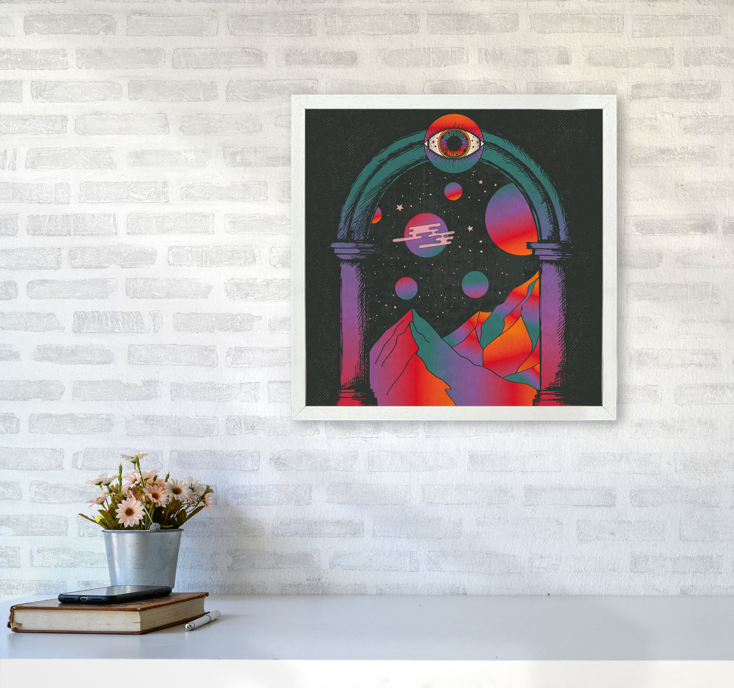 Dreamscape Text Art Print by Inktally5050 Oak Frame
