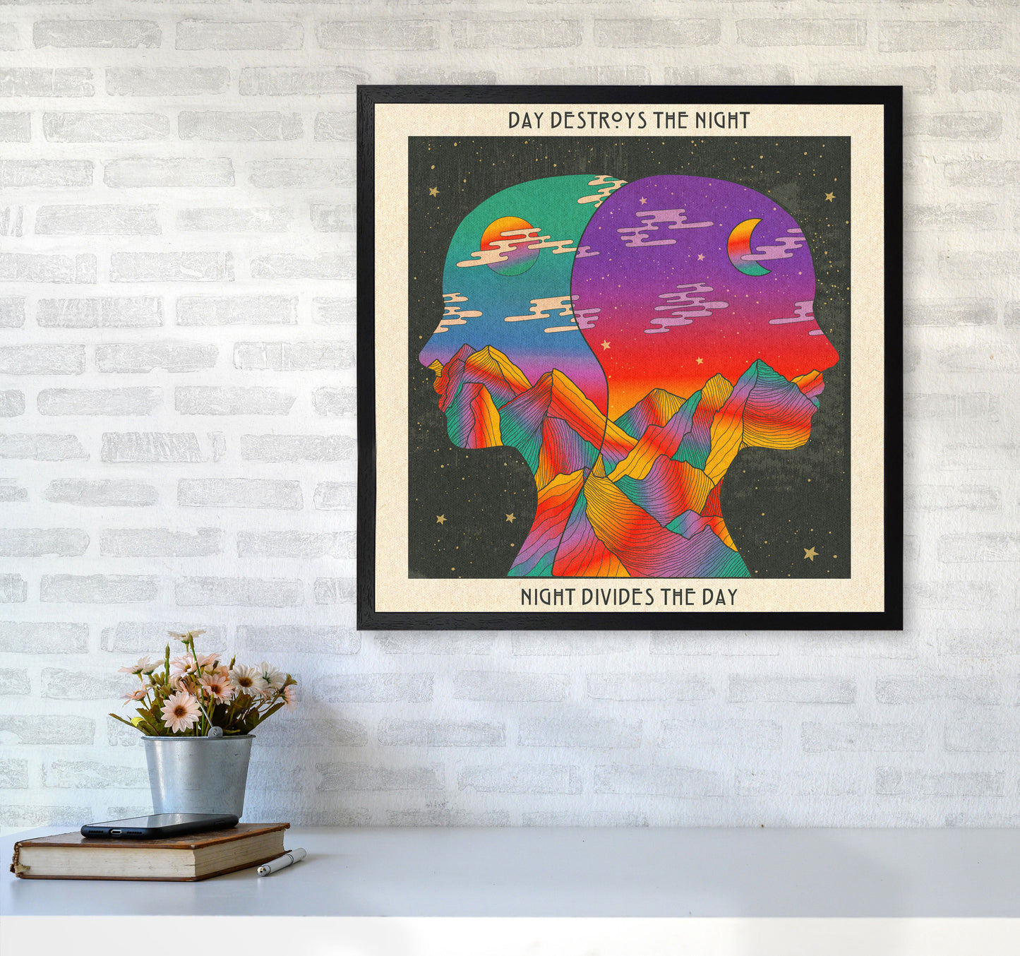 Doors Day And Night Art Print by Inktally6060 White Frame