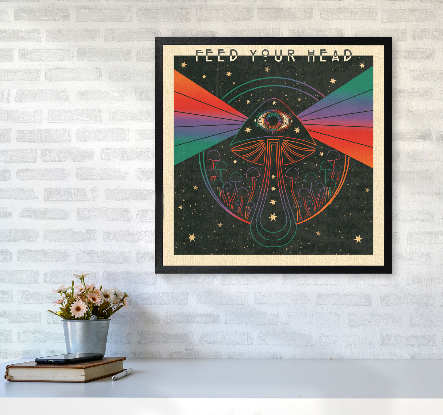 Feed Your Head Art Print by Inktally6060 White Frame