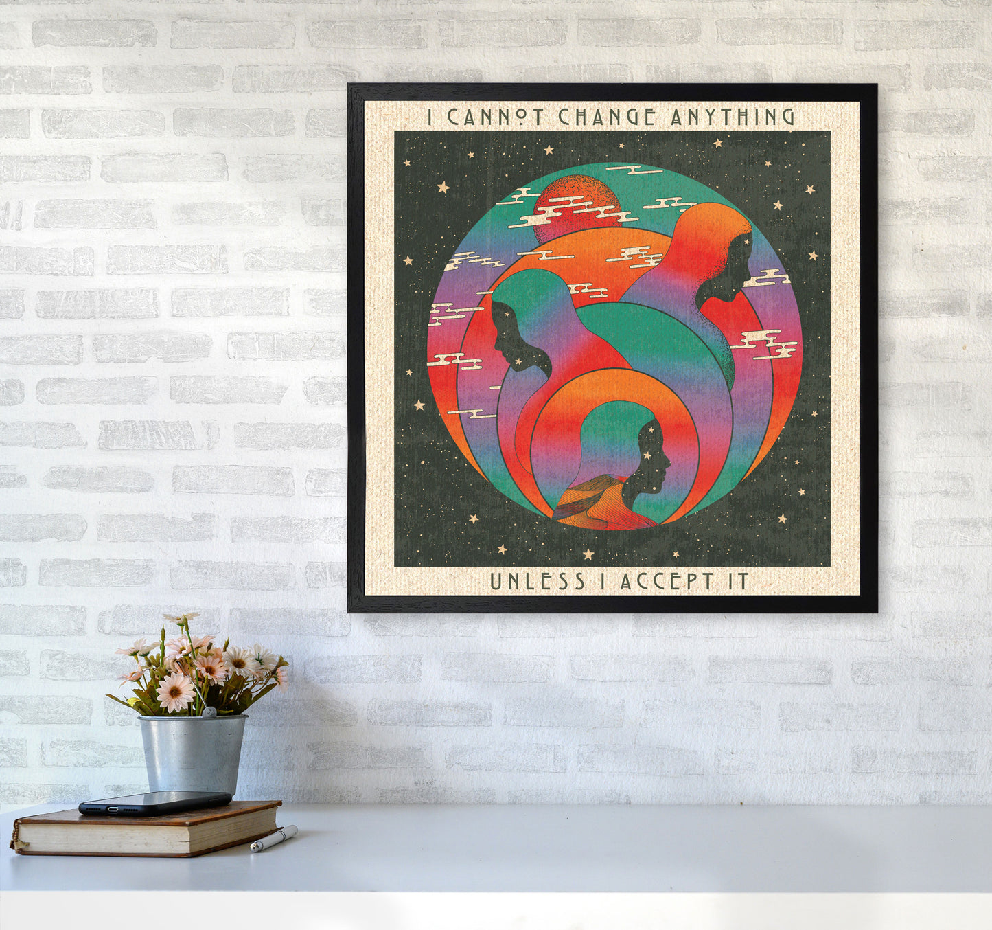 Accept With Text Art Print by Inktally6060 White Frame