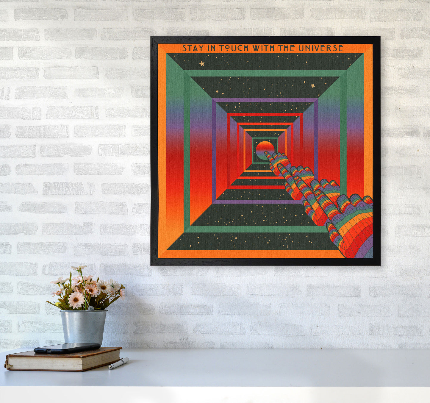 Stay In Touch - Textured - 5500 Art Print by Inktally6060 White Frame
