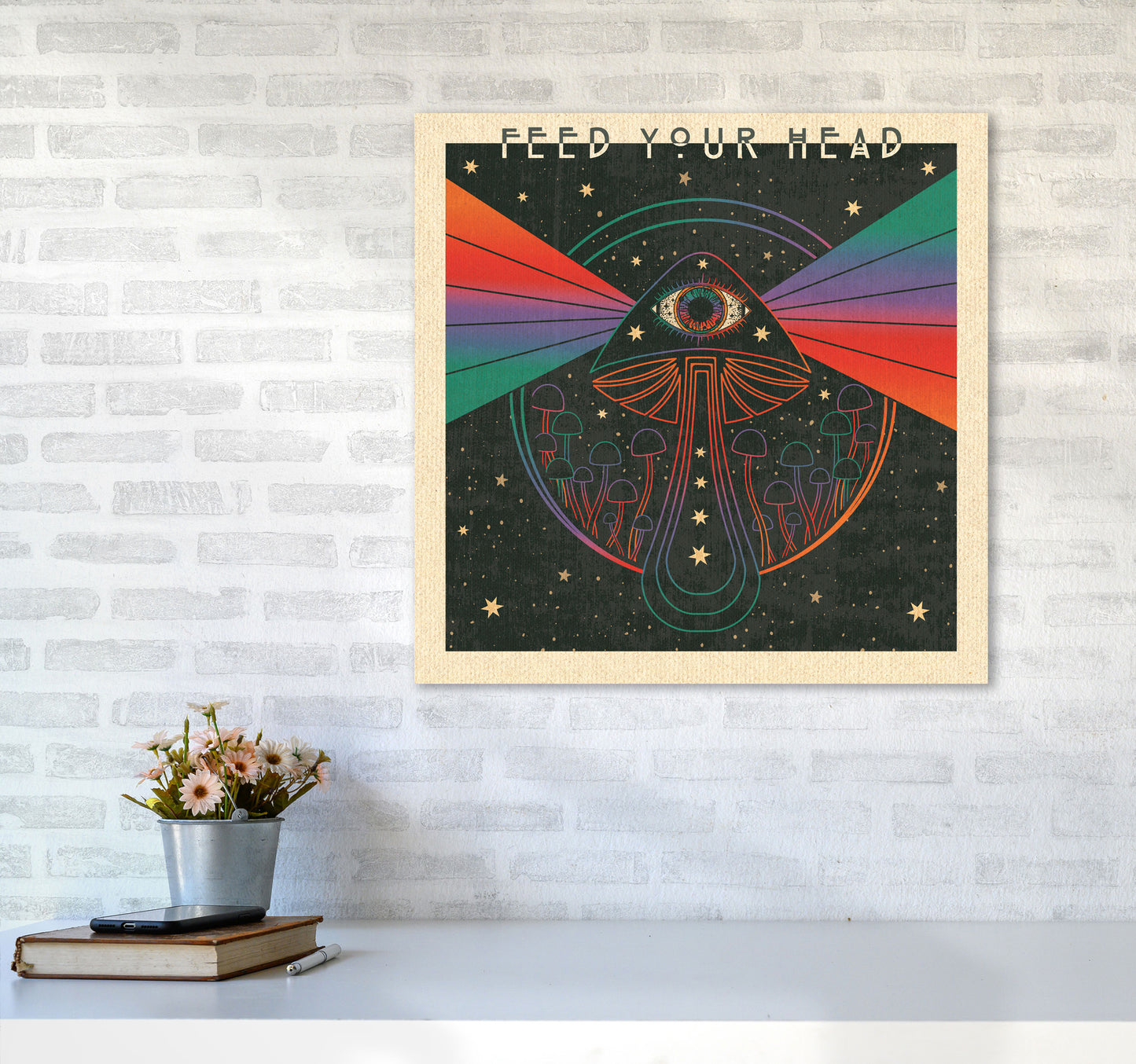 Feed Your Head Art Print by Inktally6060 Black Frame