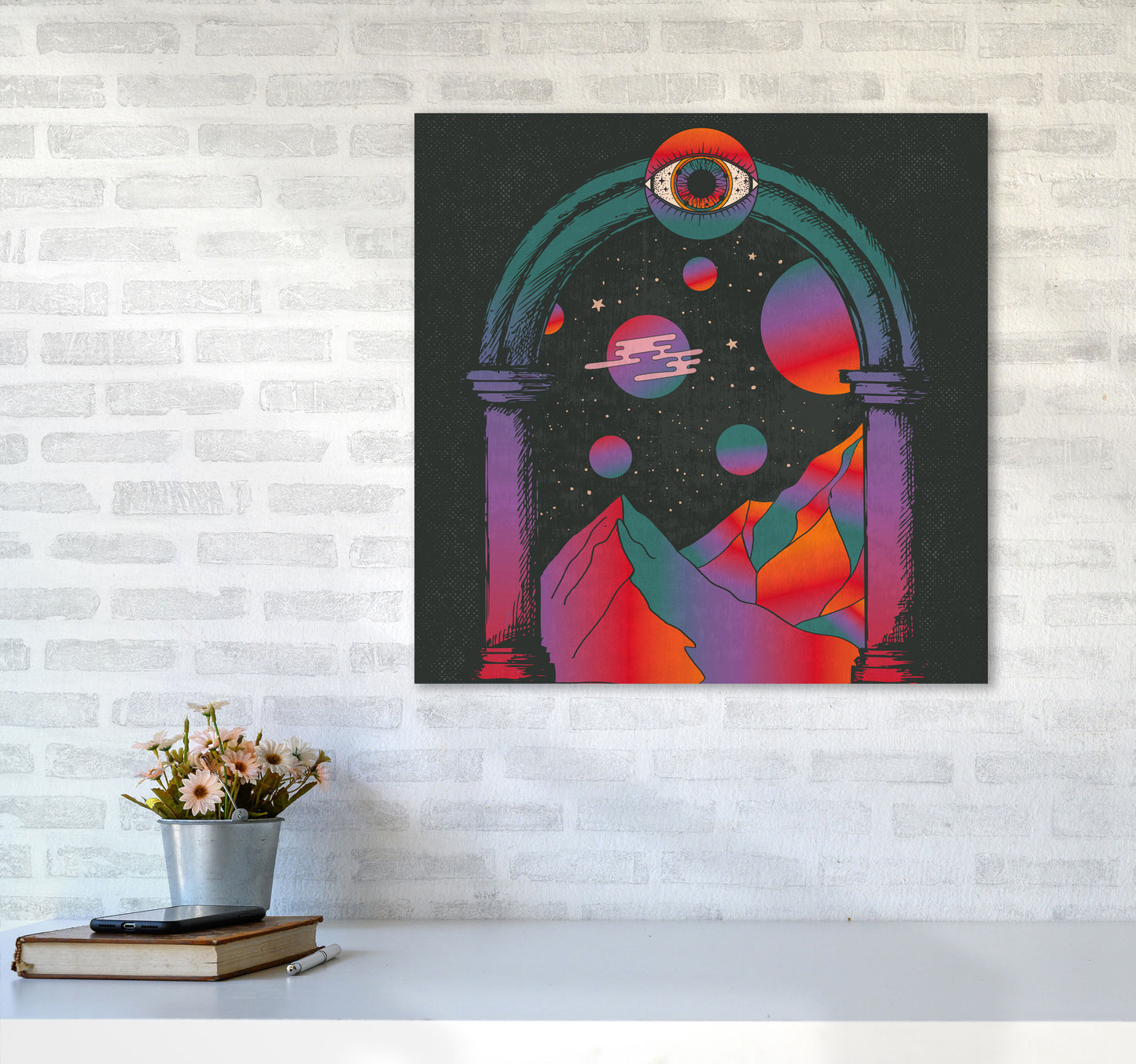 Dreamscape Text Art Print by Inktally6060 Black Frame