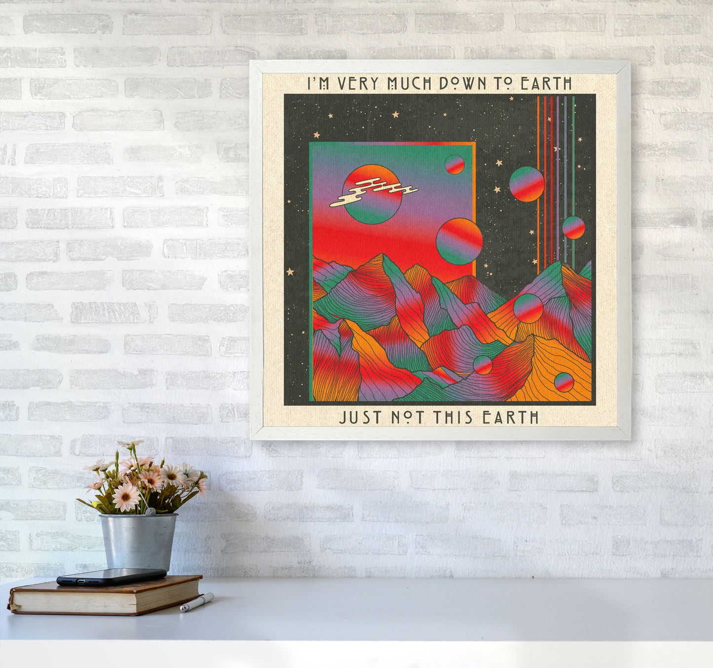 Down To Earth Art Print by Inktally6060 Oak Frame