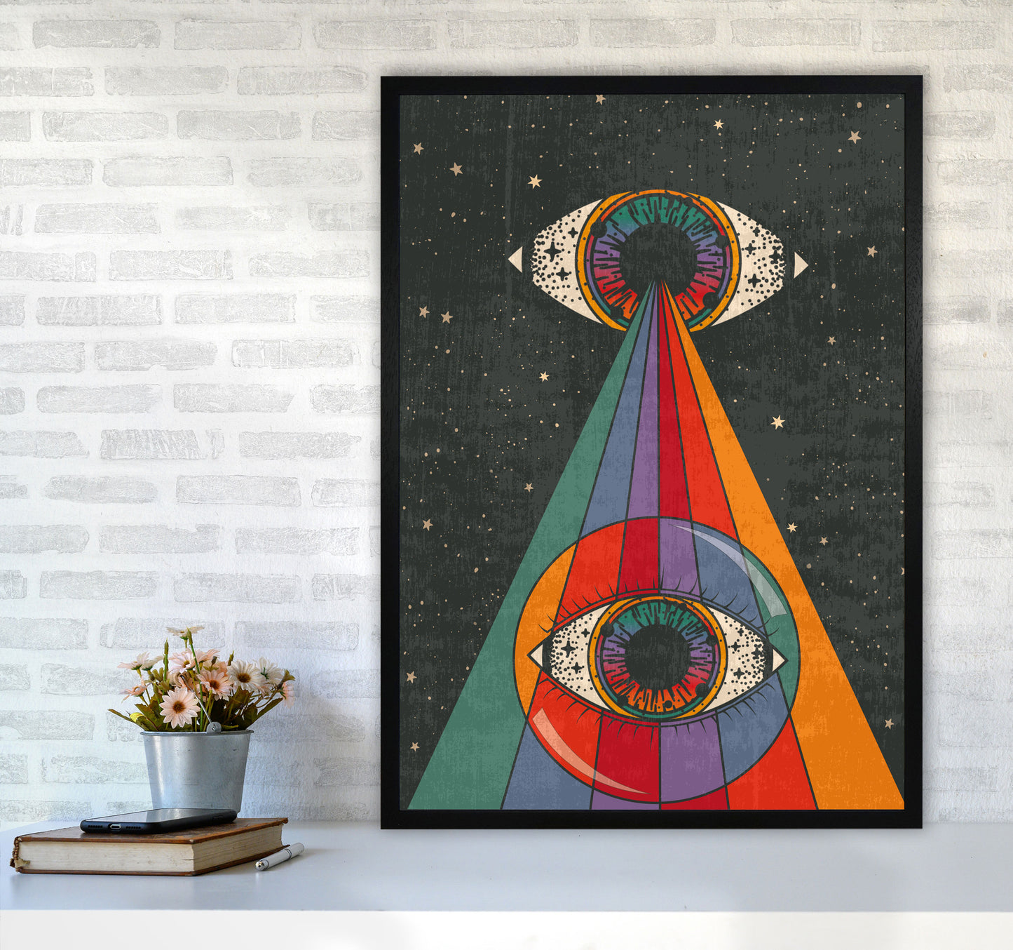 Mystic Eye - Text- A3 Art Print by Inktally A1 White Frame
