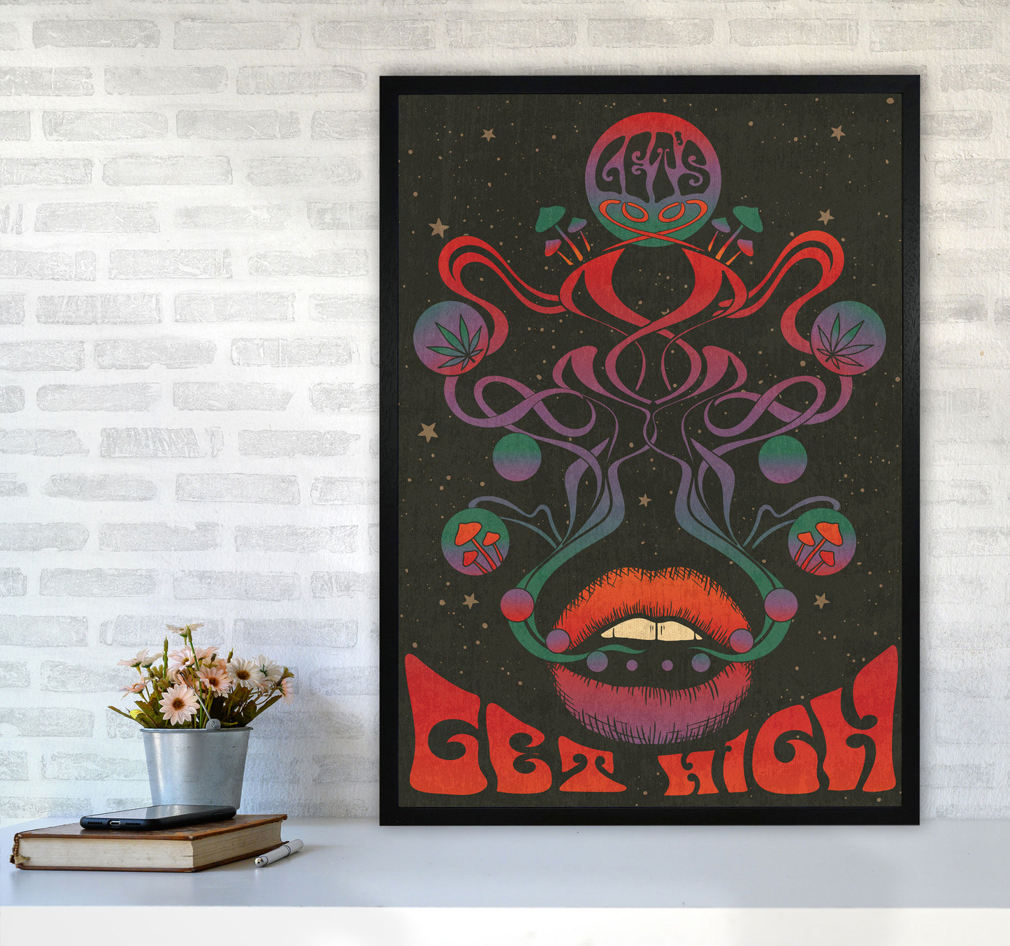 Get High Final Art Print by Inktally A1 White Frame