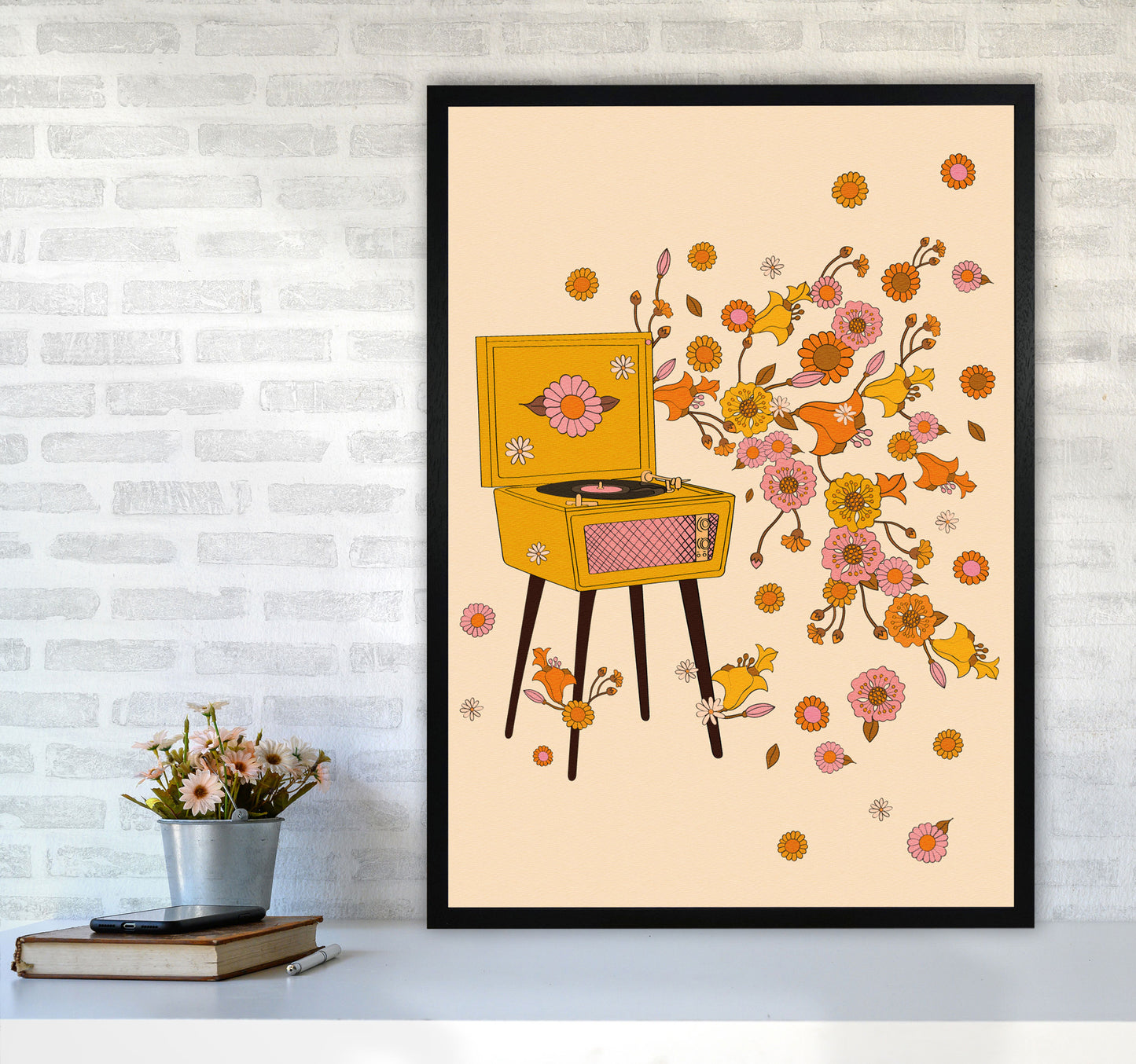Turntable A1 Art Print by Inktally A1 White Frame