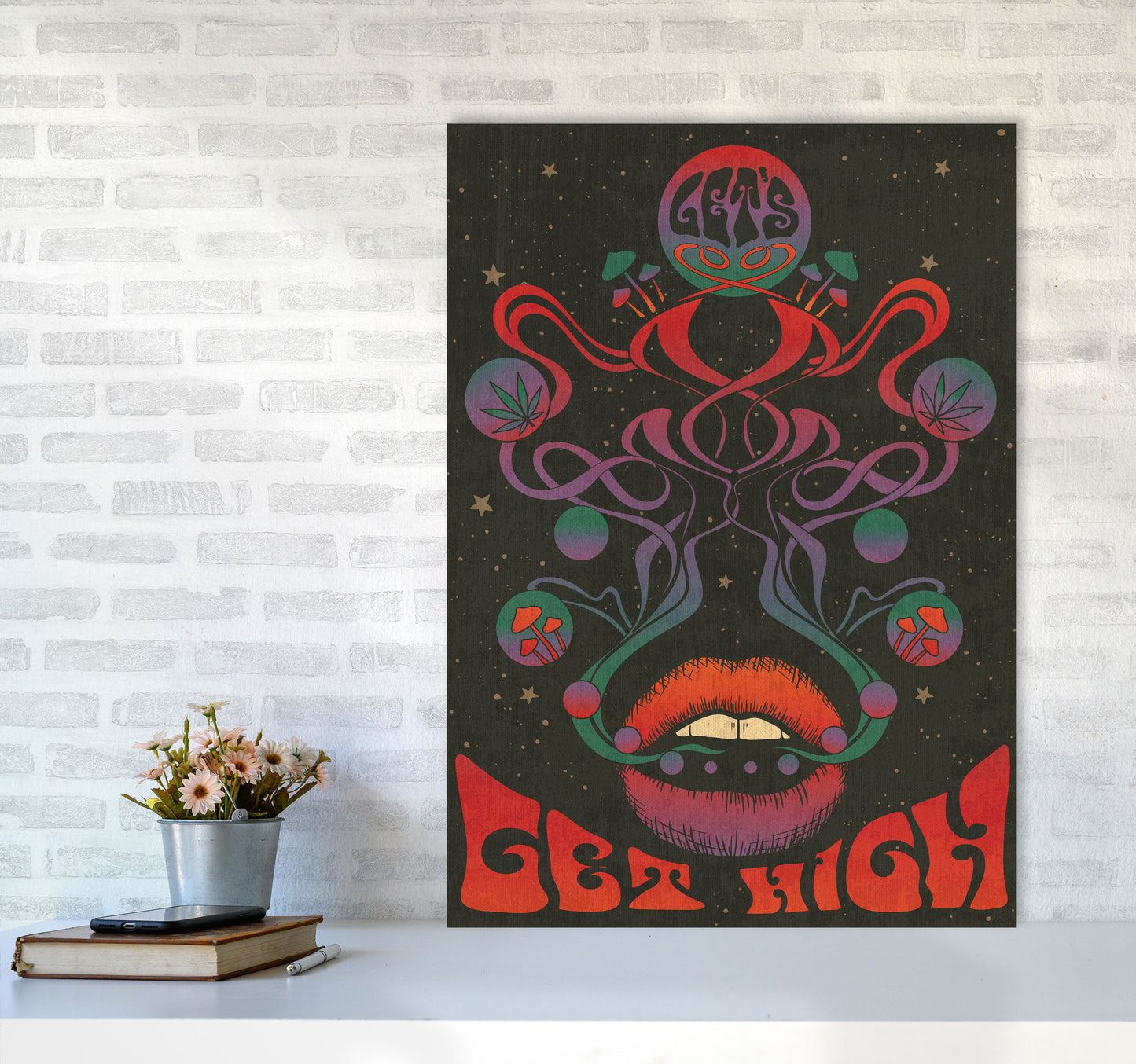 Get High Final Art Print by Inktally A1 Black Frame