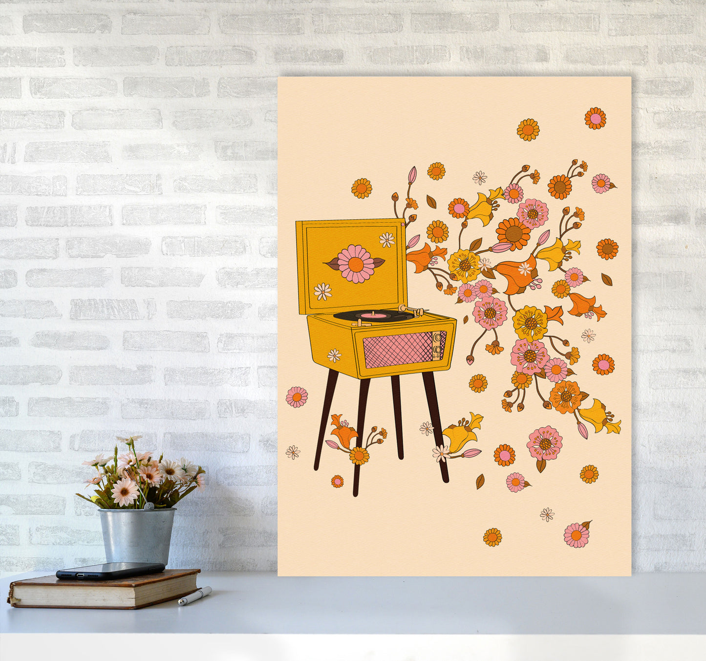 Turntable A1 Art Print by Inktally A1 Black Frame