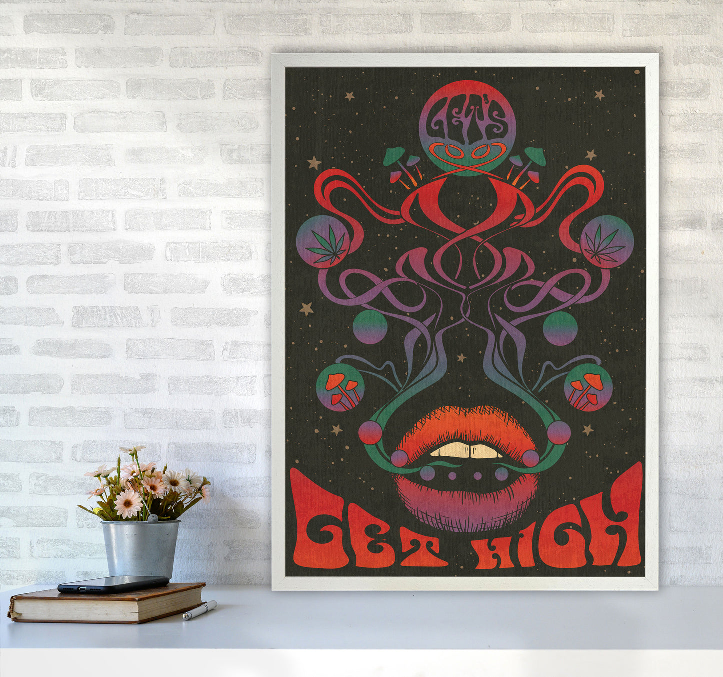 Get High Final Art Print by Inktally A1 Oak Frame