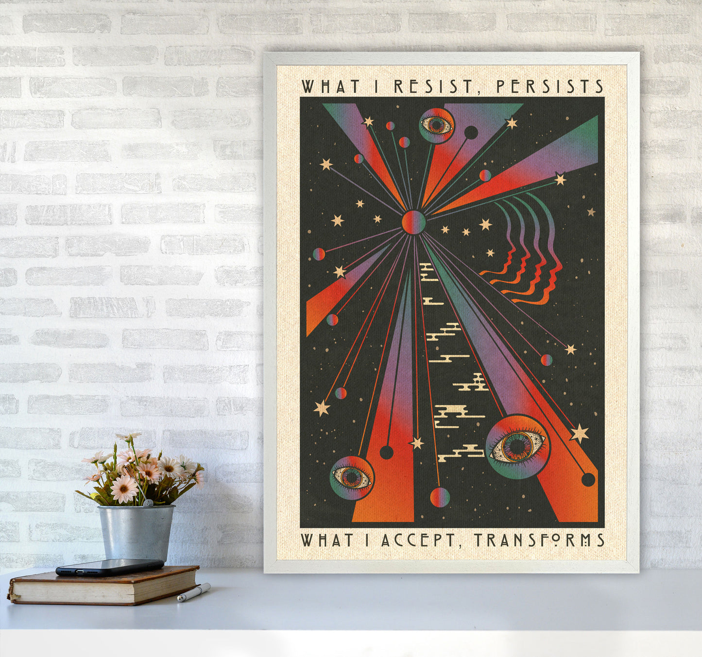 Resist A1 Art Print by Inktally A1 Oak Frame
