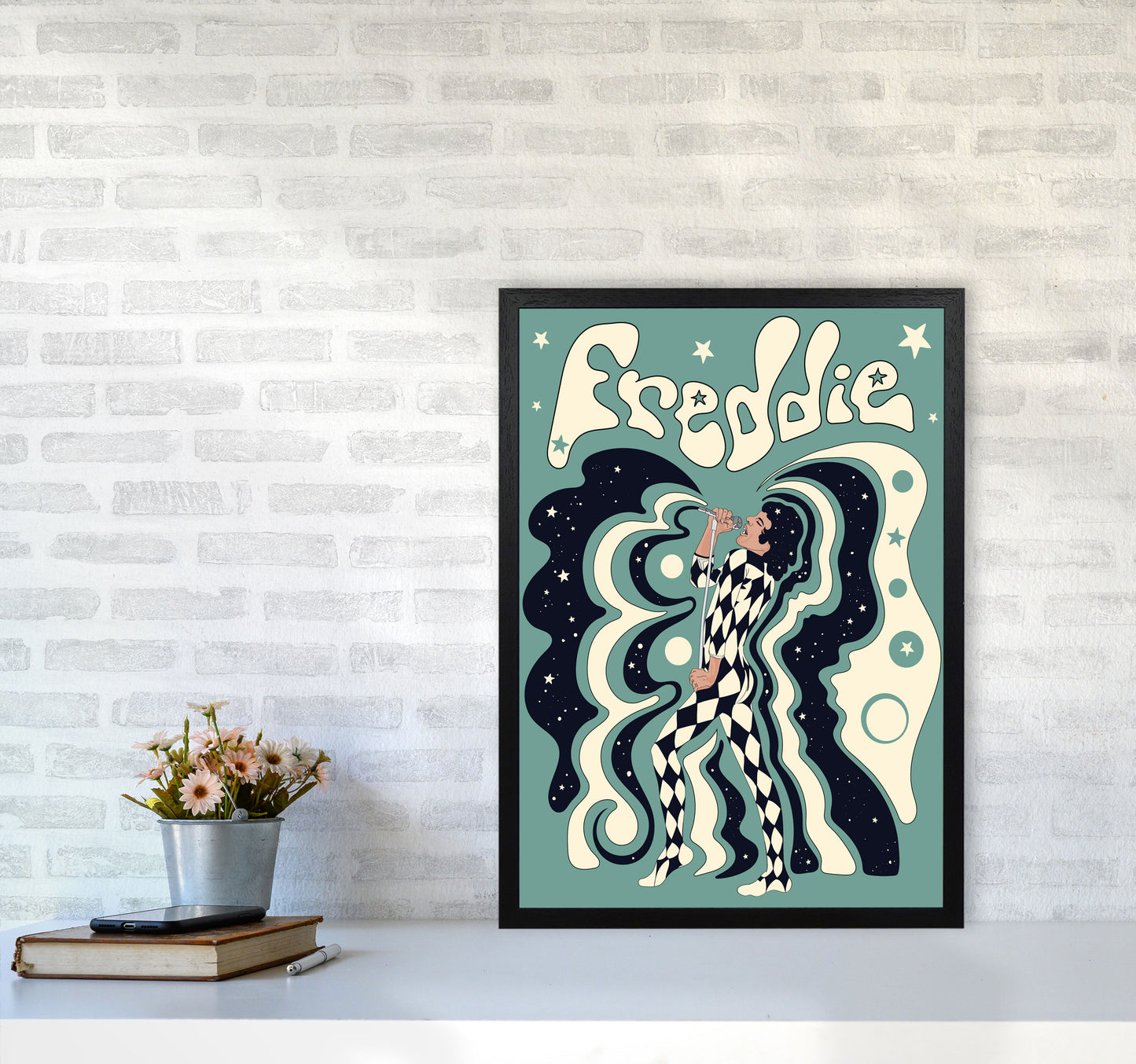 Freddie Blue-01 Art Print by Inktally A2 White Frame