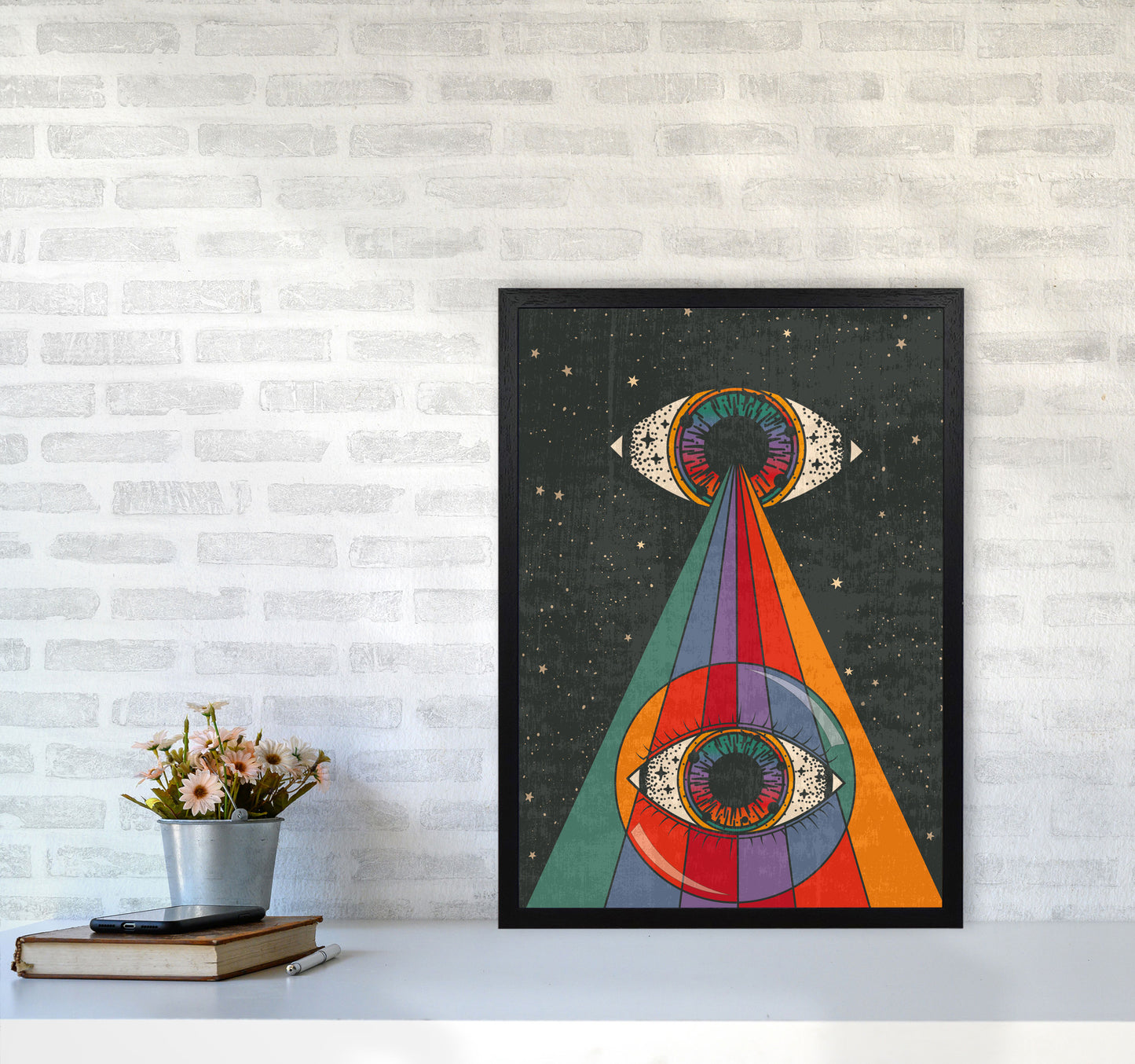 Mystic Eye - Text- A3 Art Print by Inktally A2 White Frame
