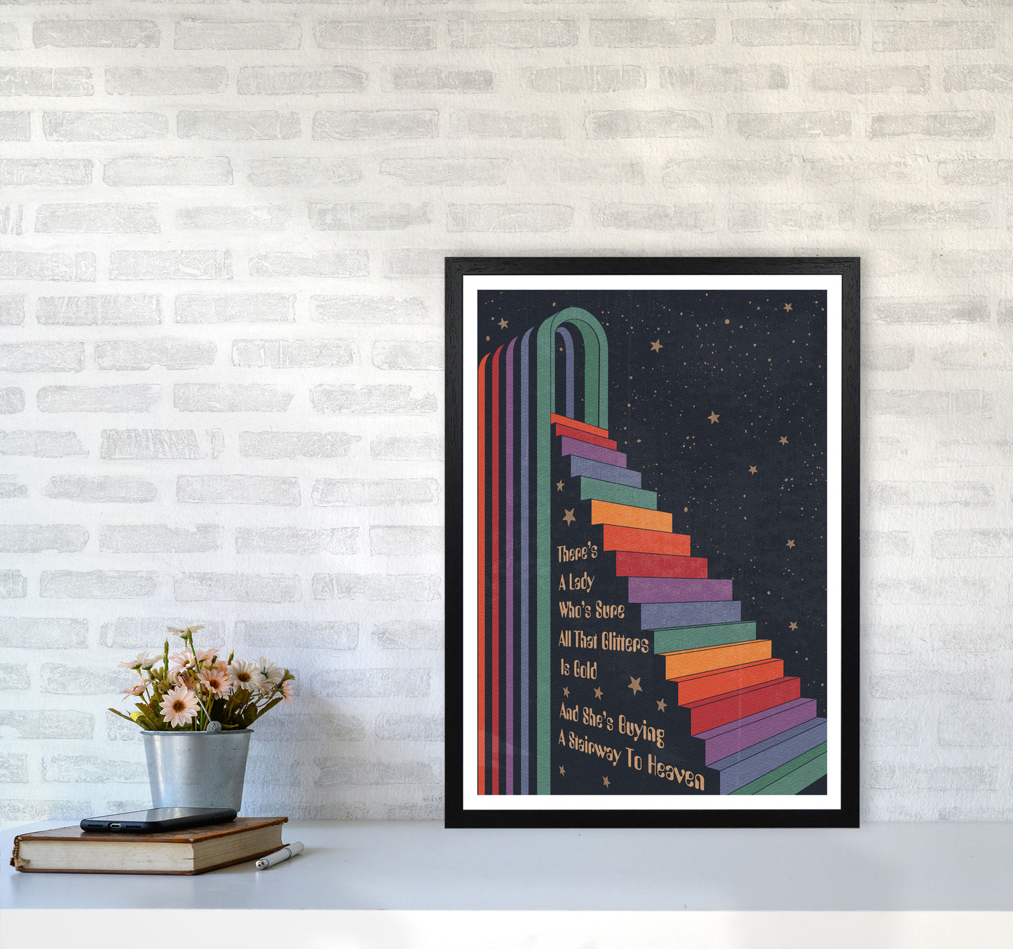 Stairway To Heaven A1 Gelato Art Print by Inktally A2 White Frame