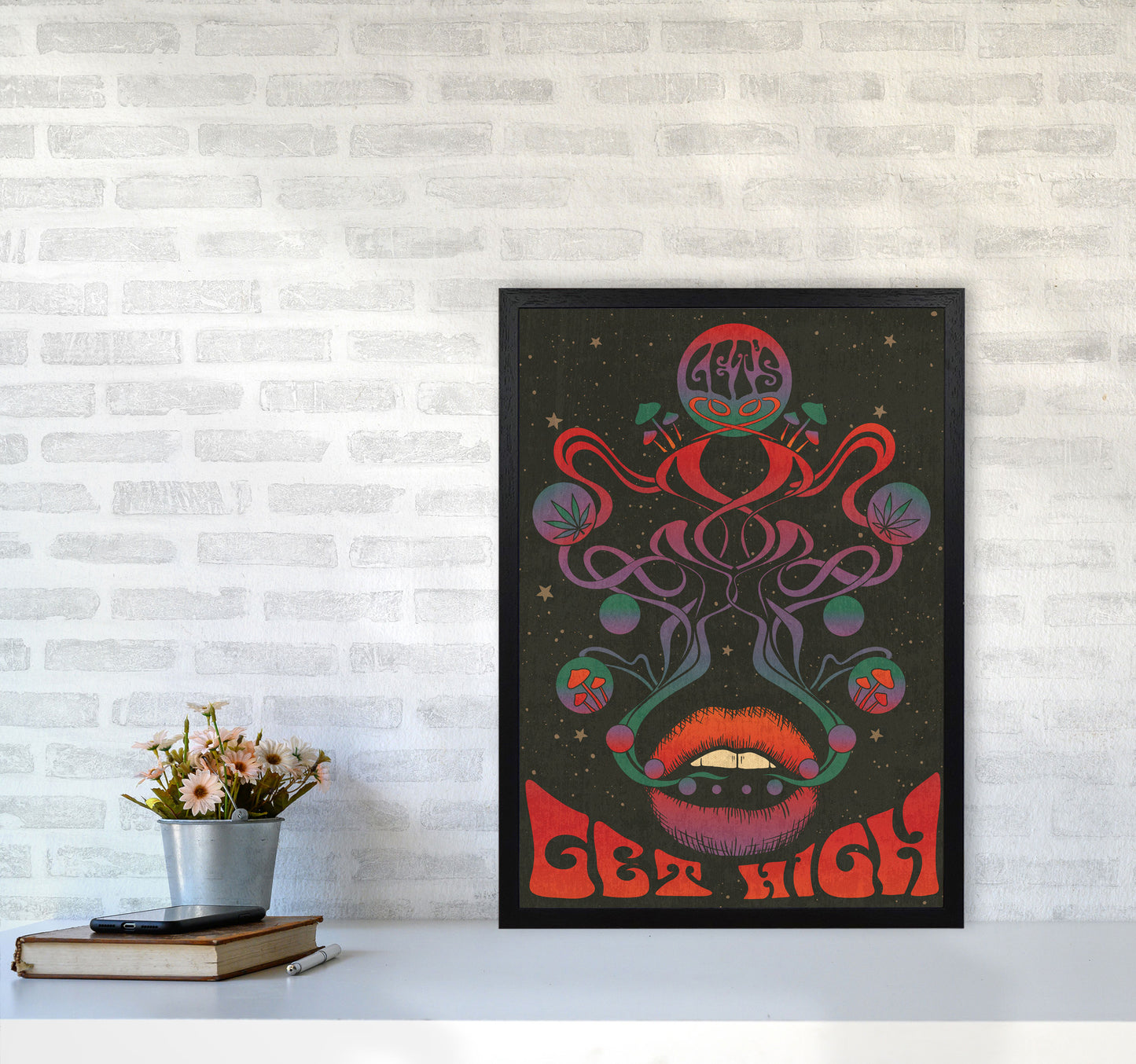 Get High Final Art Print by Inktally A2 White Frame