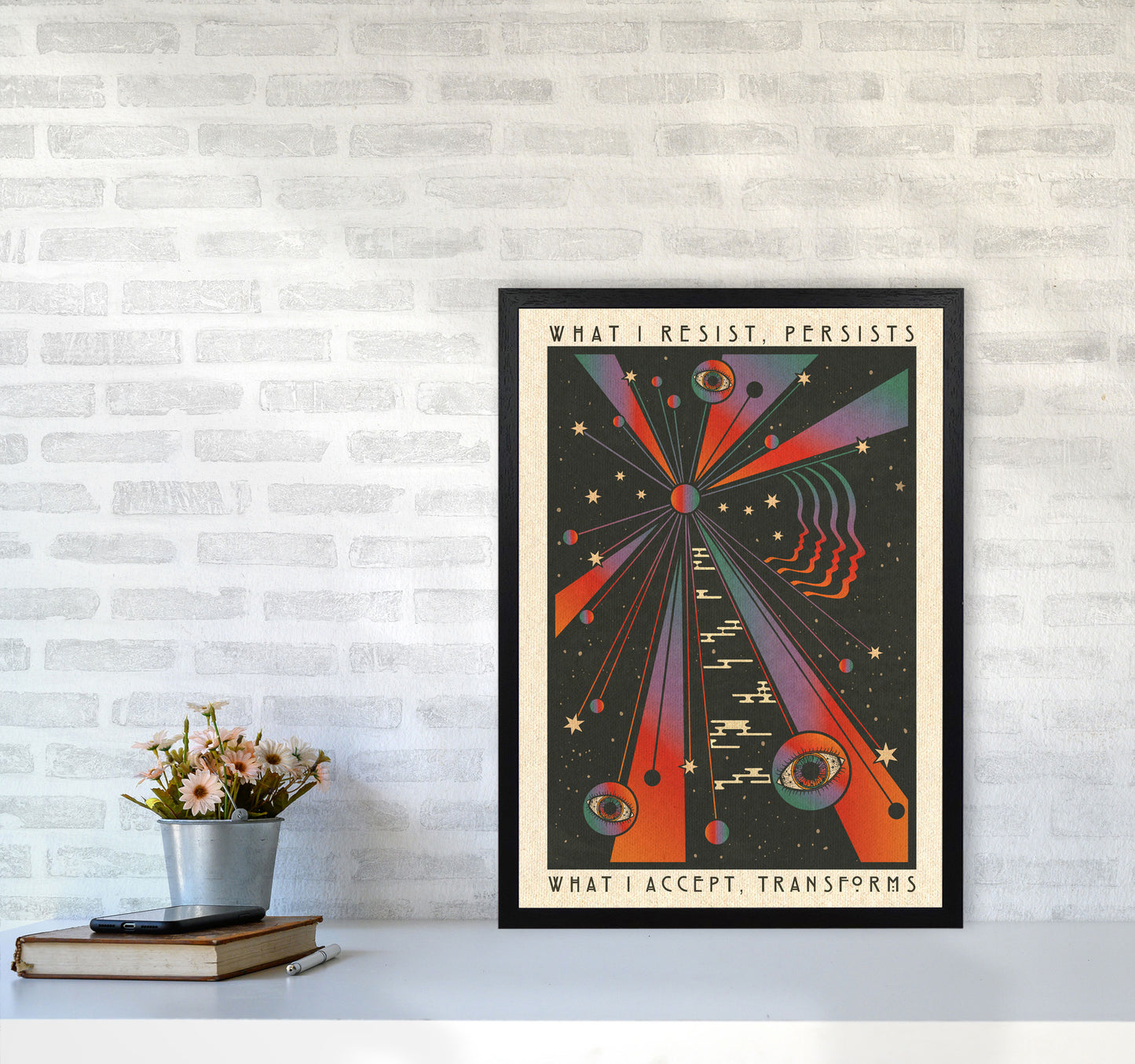 Resist A1 Art Print by Inktally A2 White Frame
