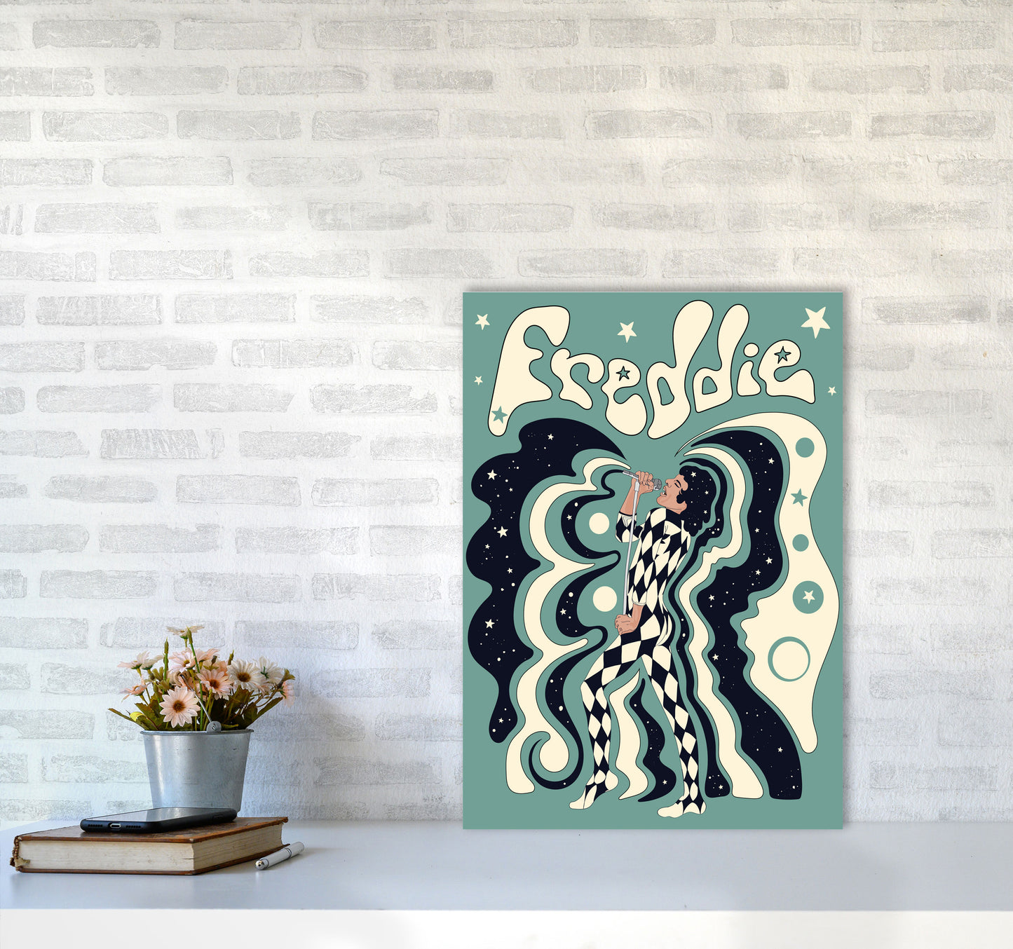 Freddie Blue-01 Art Print by Inktally A2 Black Frame