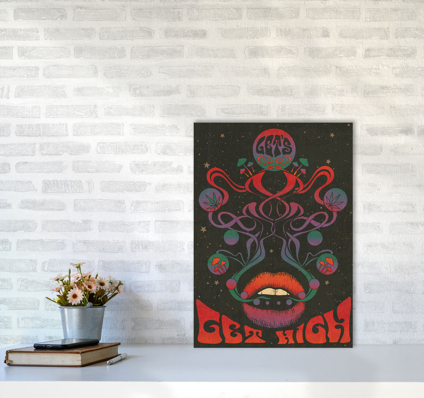 Get High Final Art Print by Inktally A2 Black Frame