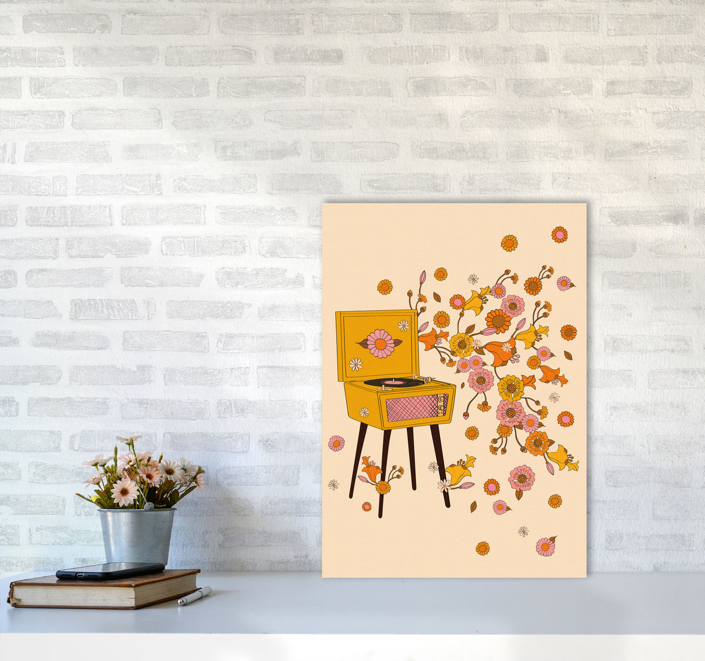 Turntable A1 Art Print by Inktally A2 Black Frame