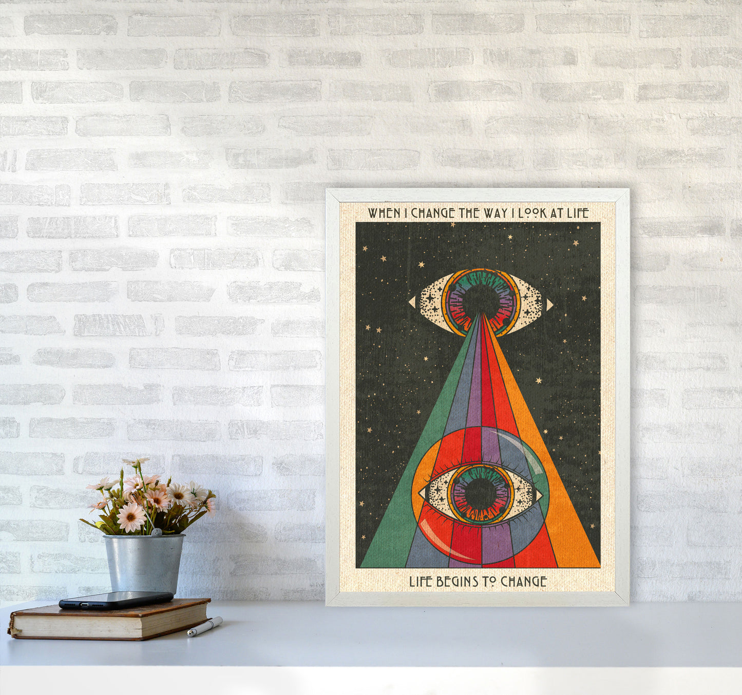 Life Begins To Change - A3 Art Print by Inktally A2 Oak Frame