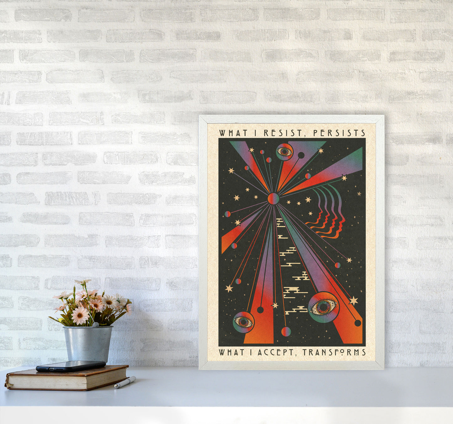 Resist A1 Art Print by Inktally A2 Oak Frame