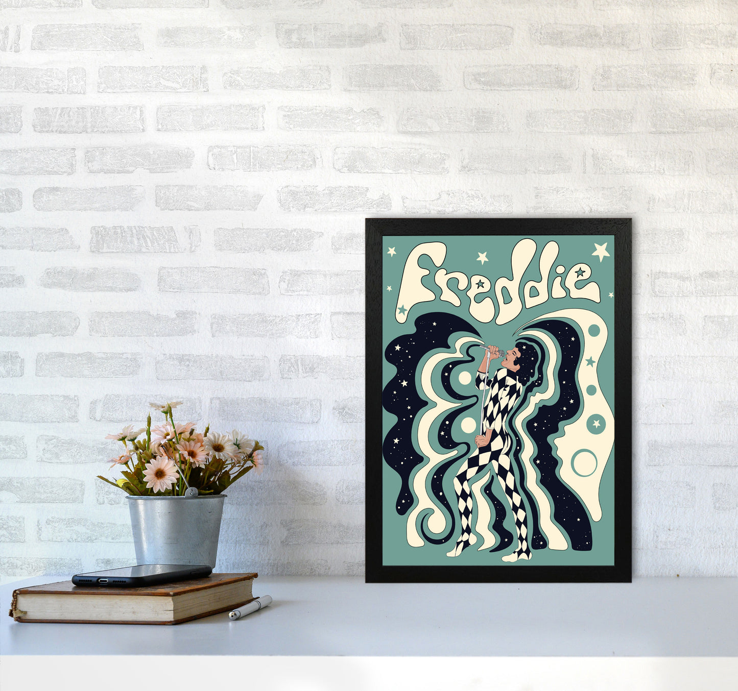 Freddie Blue-01 Art Print by Inktally A3 White Frame