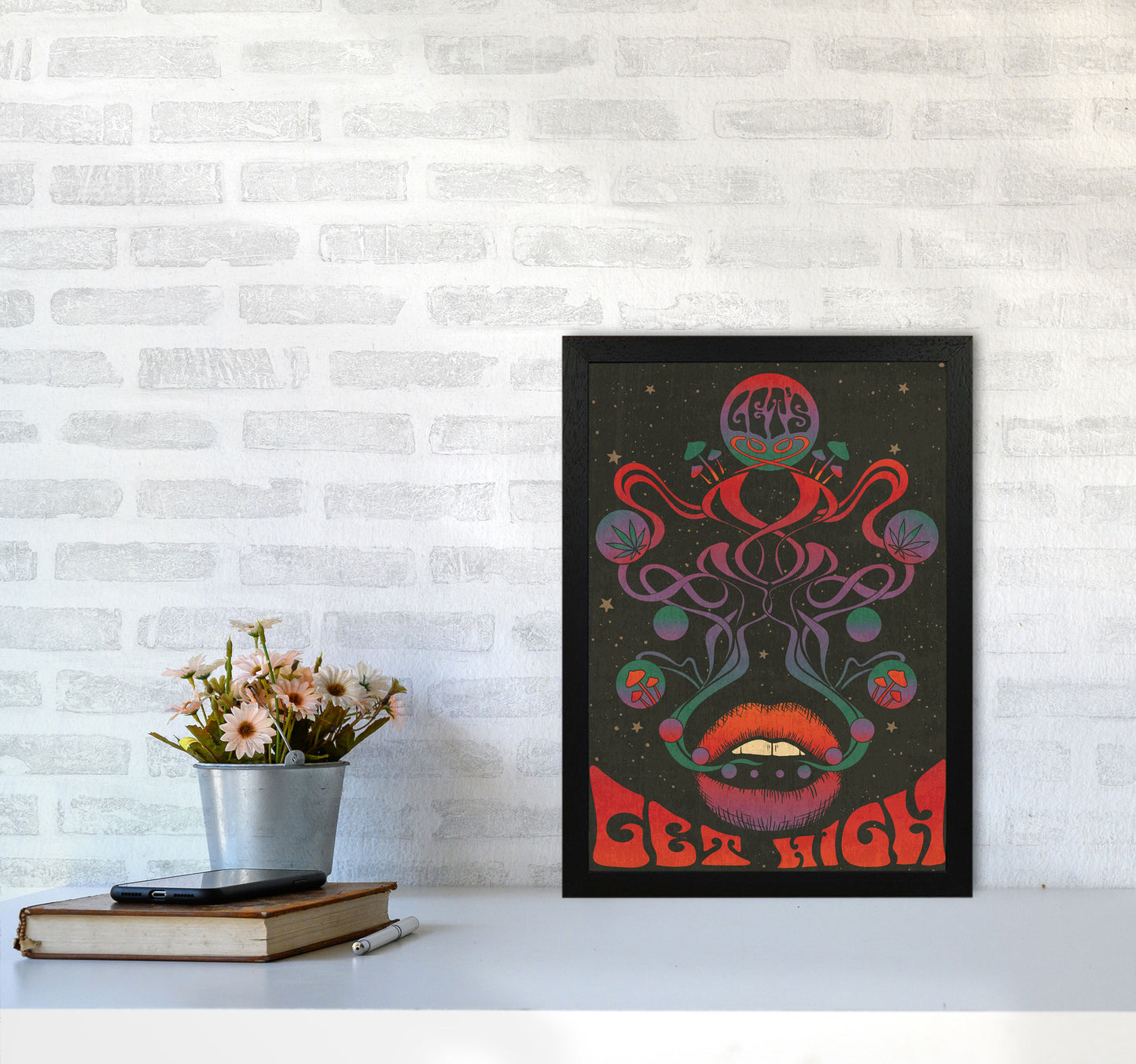 Get High Final Art Print by Inktally A3 White Frame