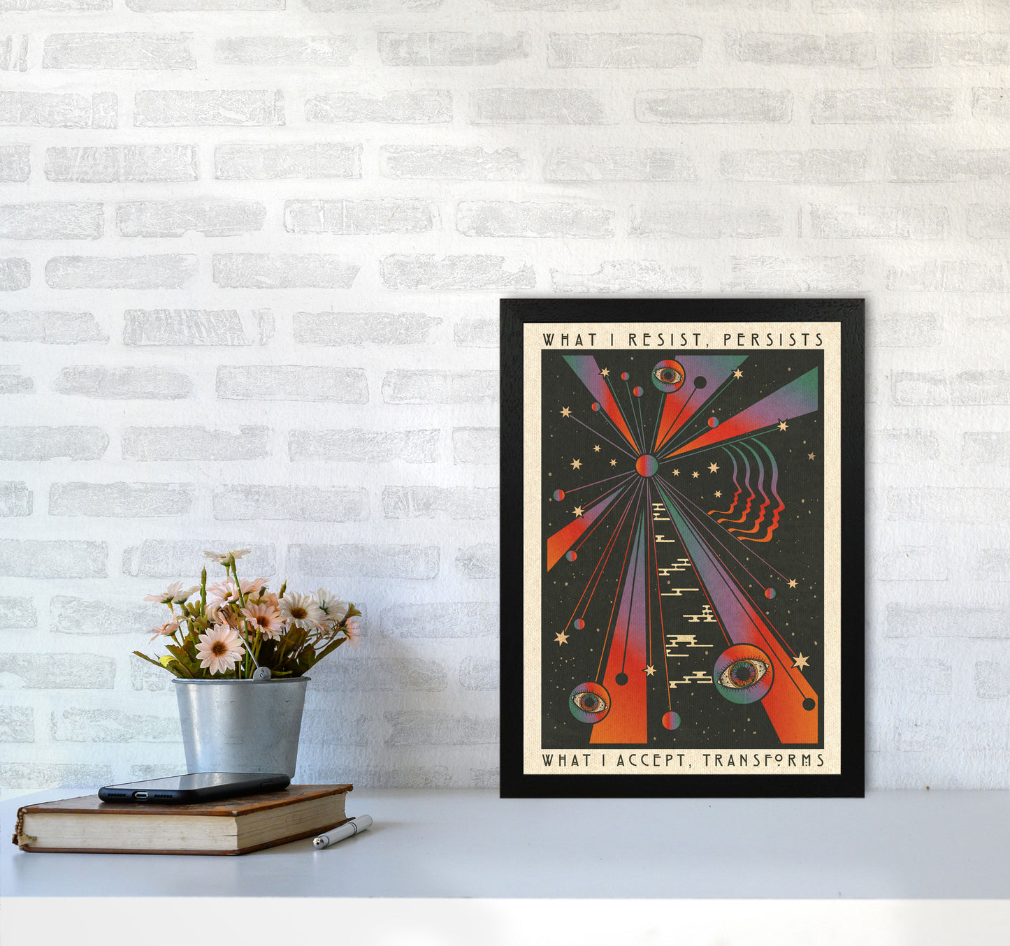 Resist A1 Art Print by Inktally A3 White Frame