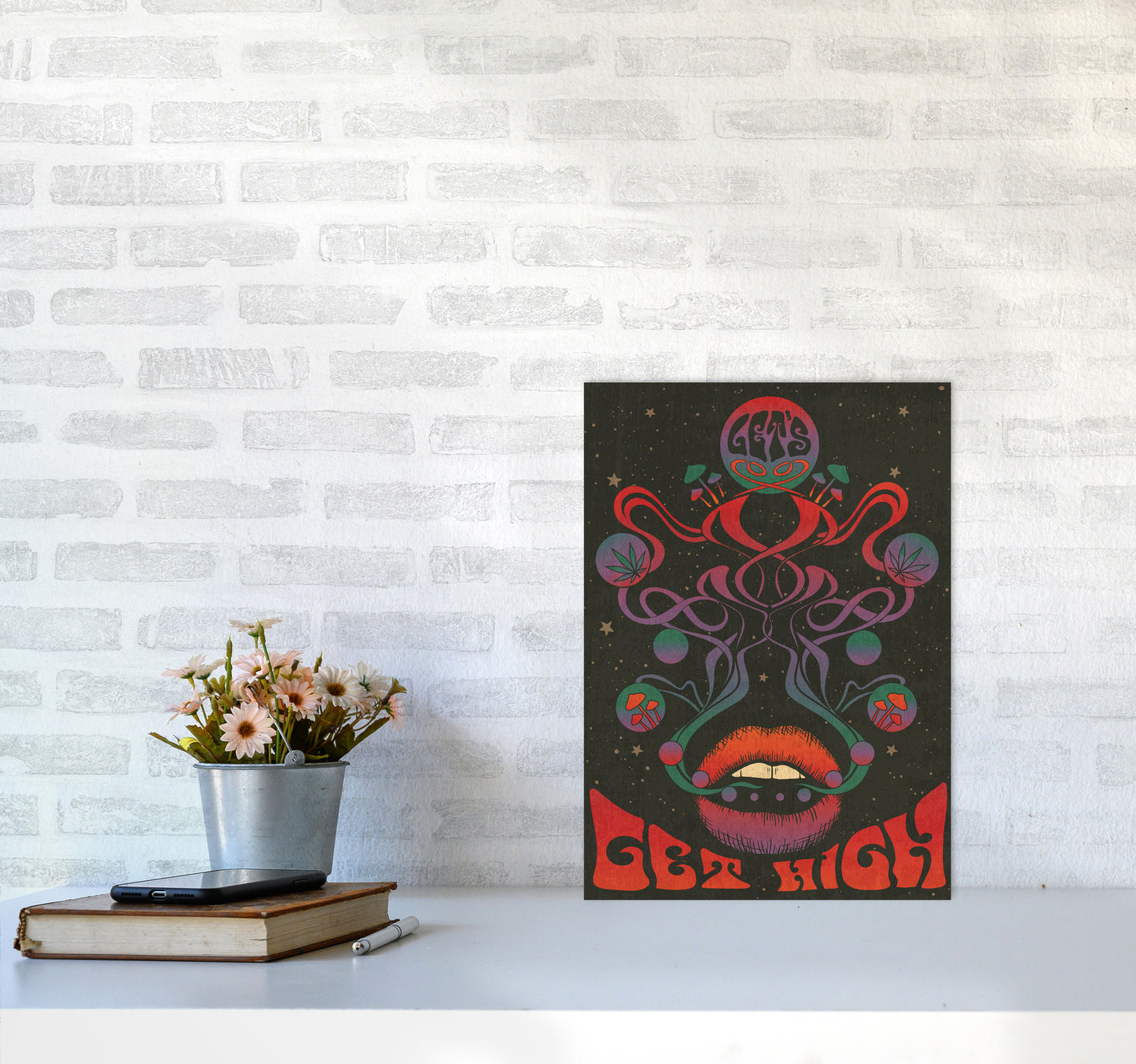 Get High Final Art Print by Inktally A3 Black Frame