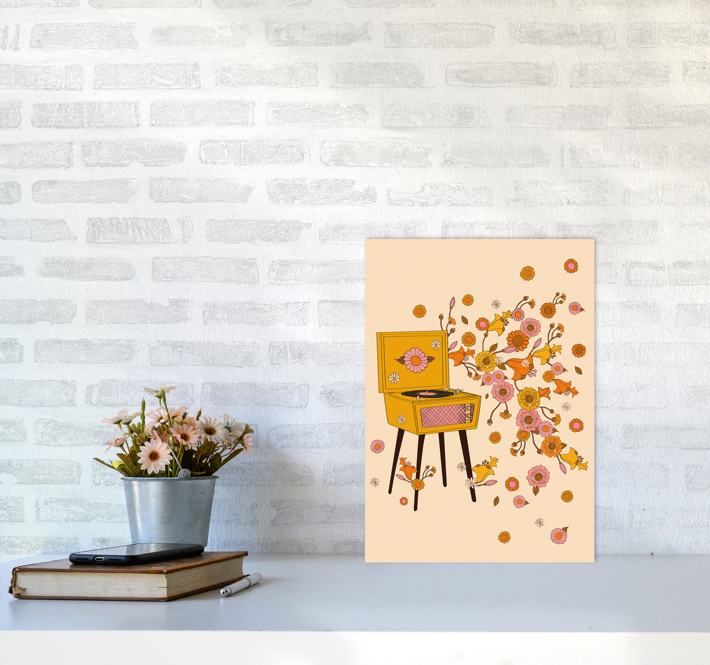 Turntable A1 Art Print by Inktally A3 Black Frame