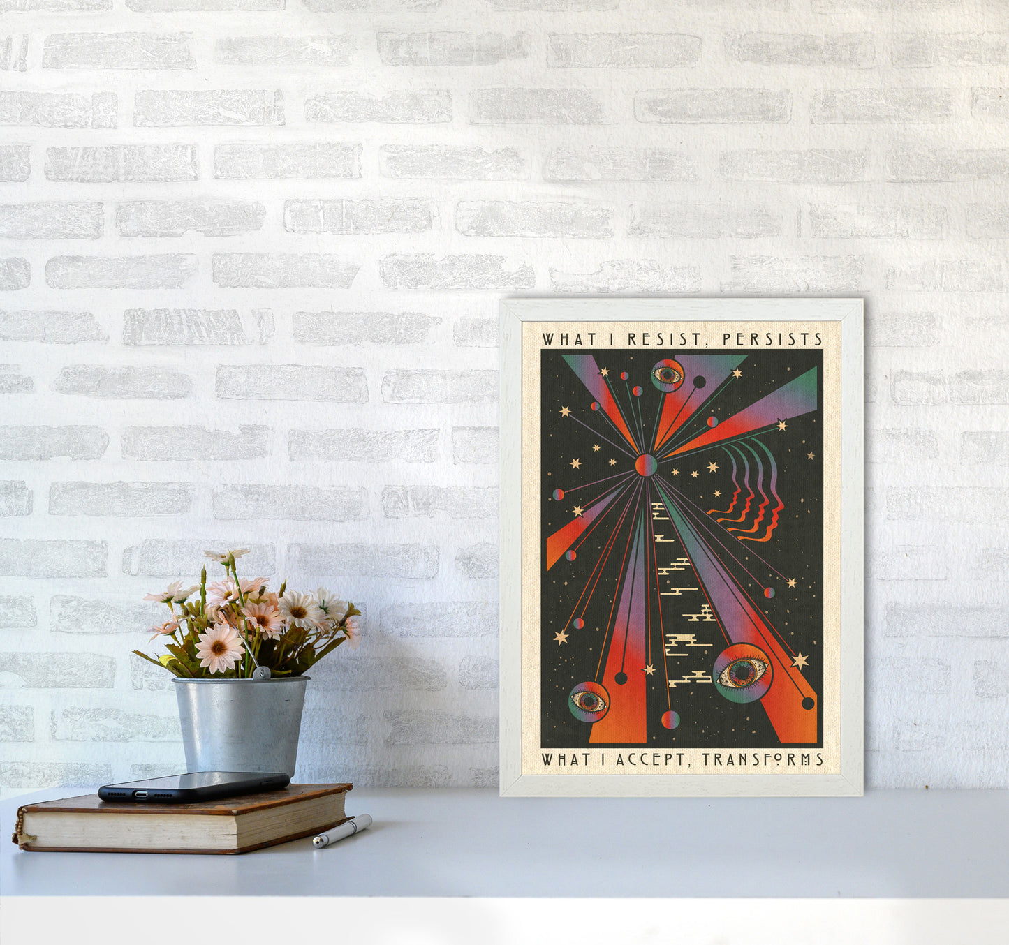 Resist A1 Art Print by Inktally A3 Oak Frame