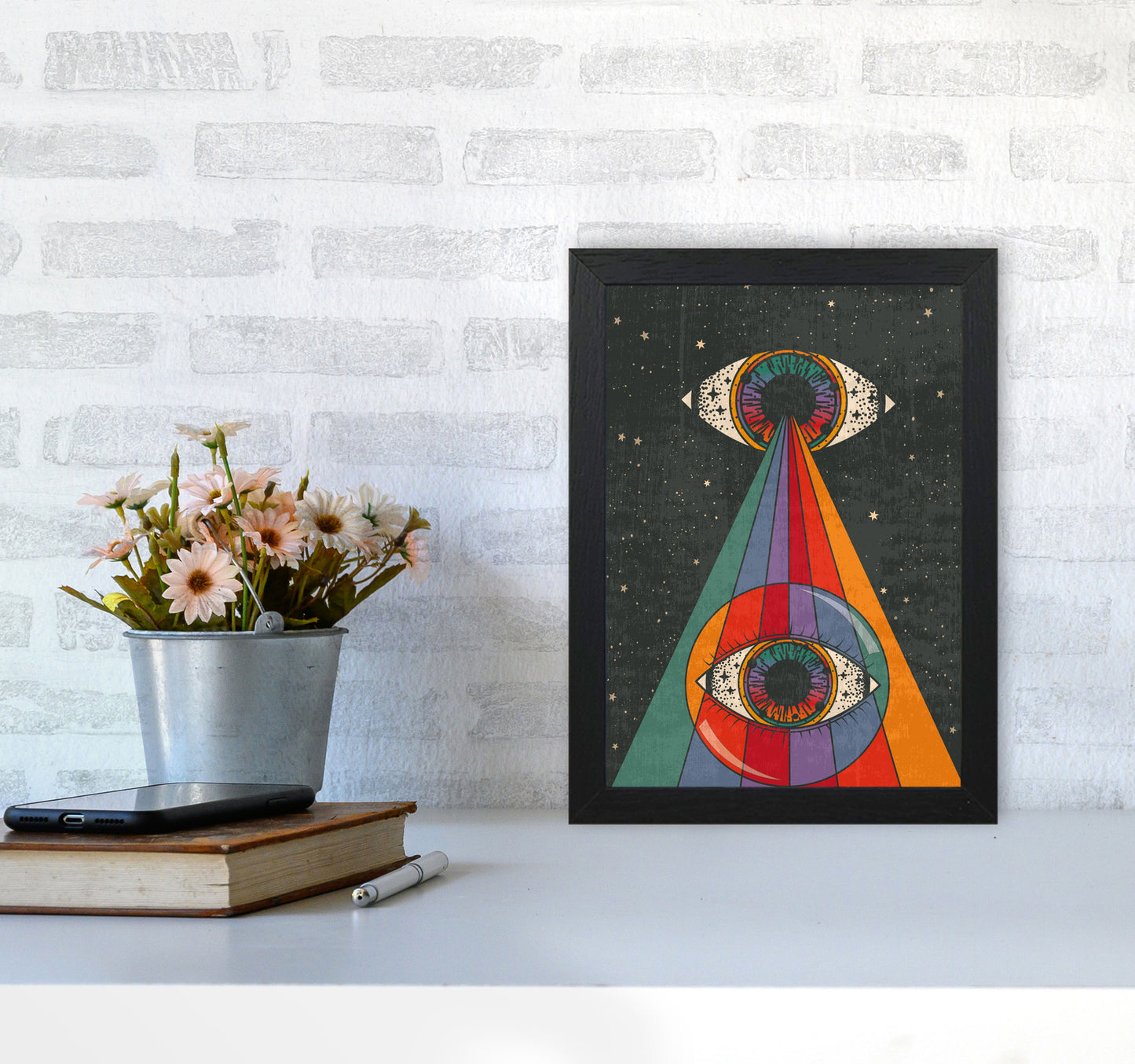 Mystic Eye - Text- A3 Art Print by Inktally A4 White Frame