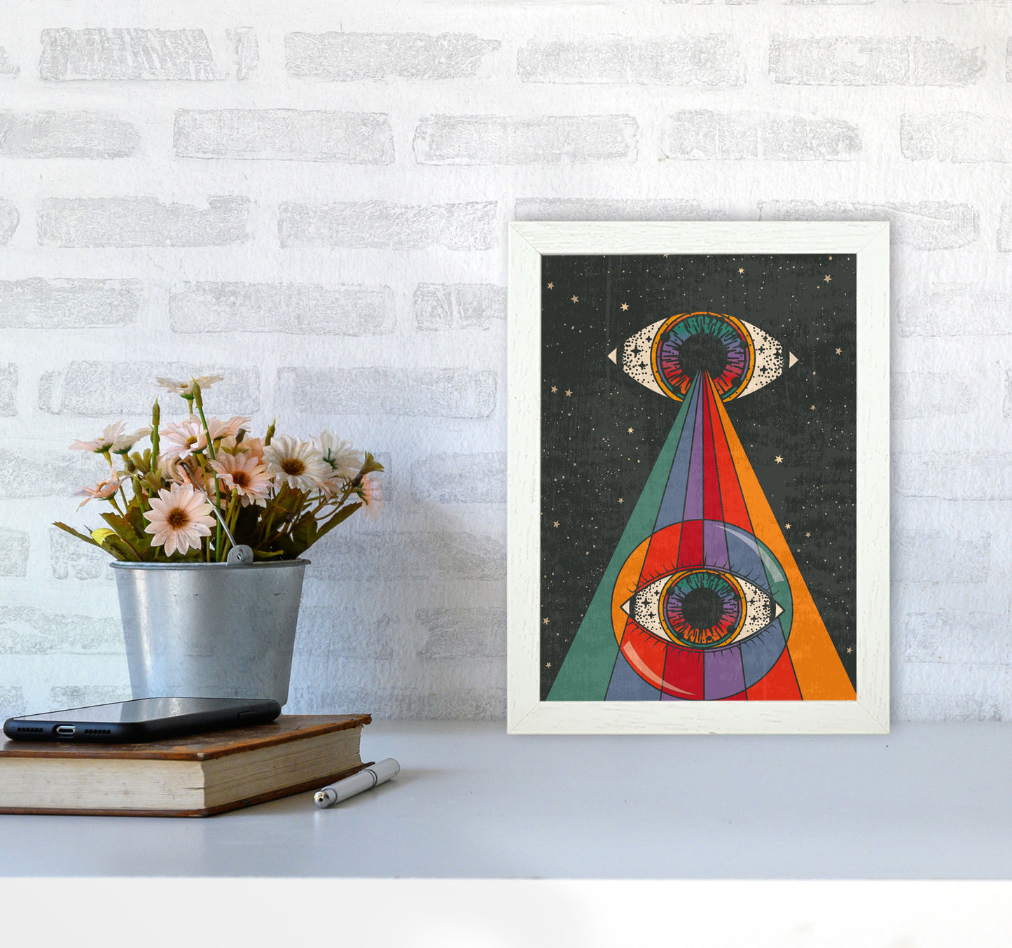 Mystic Eye - Text- A3 Art Print by Inktally A4 Oak Frame