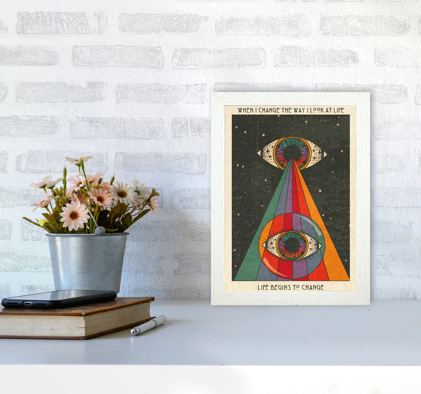 Life Begins To Change - A3 Art Print by Inktally A4 Oak Frame