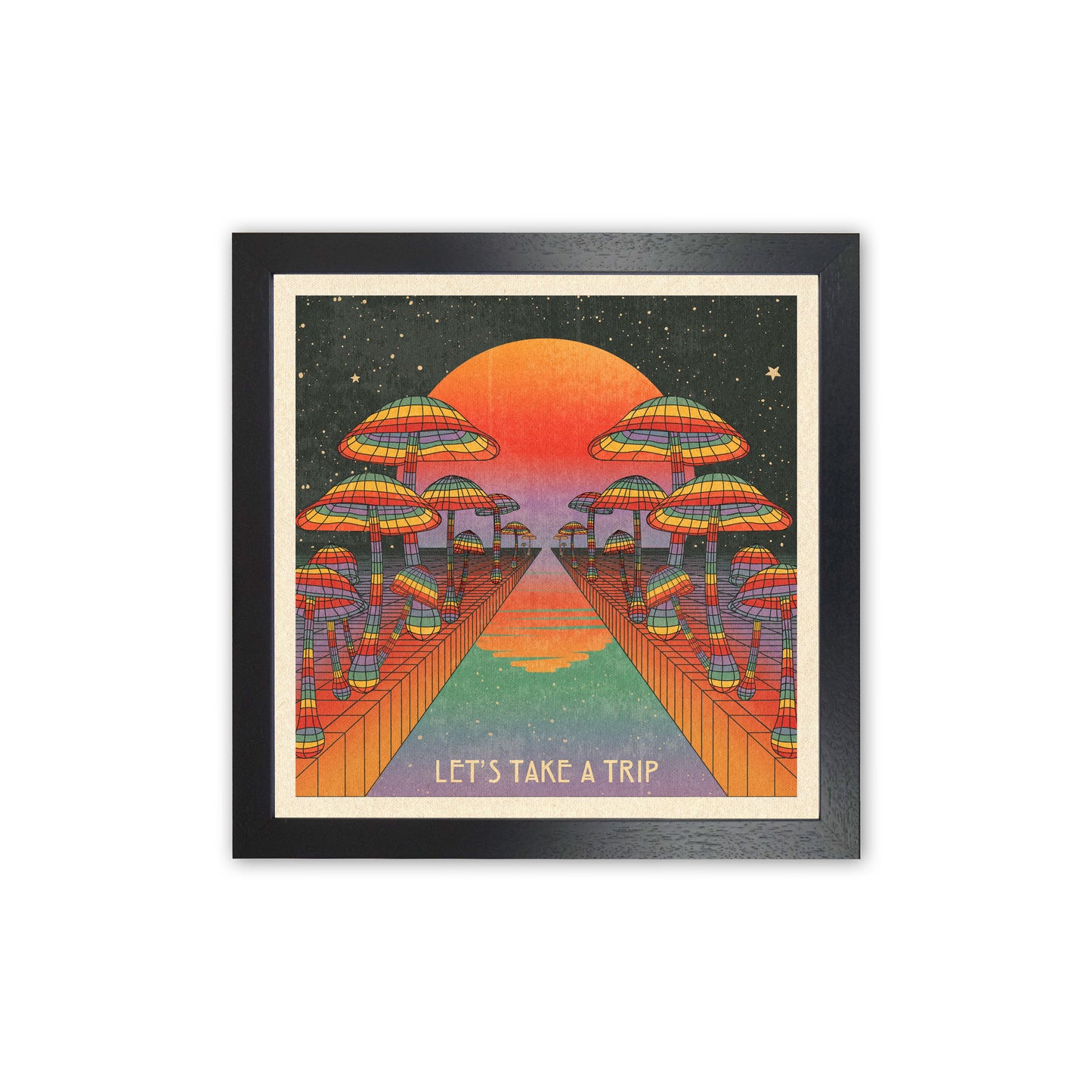 Rainbow - Take A Trip - Final Art Print by Inktally Black Grain