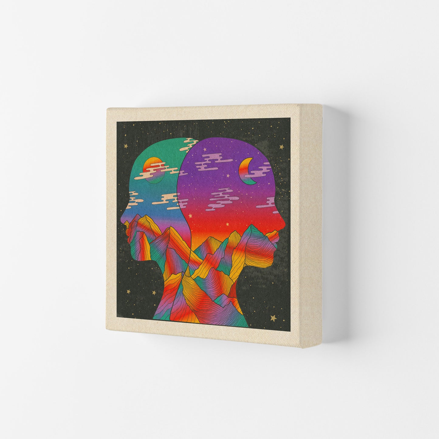 Day And Night Textured Bordered Art Print by Inktally Canvas