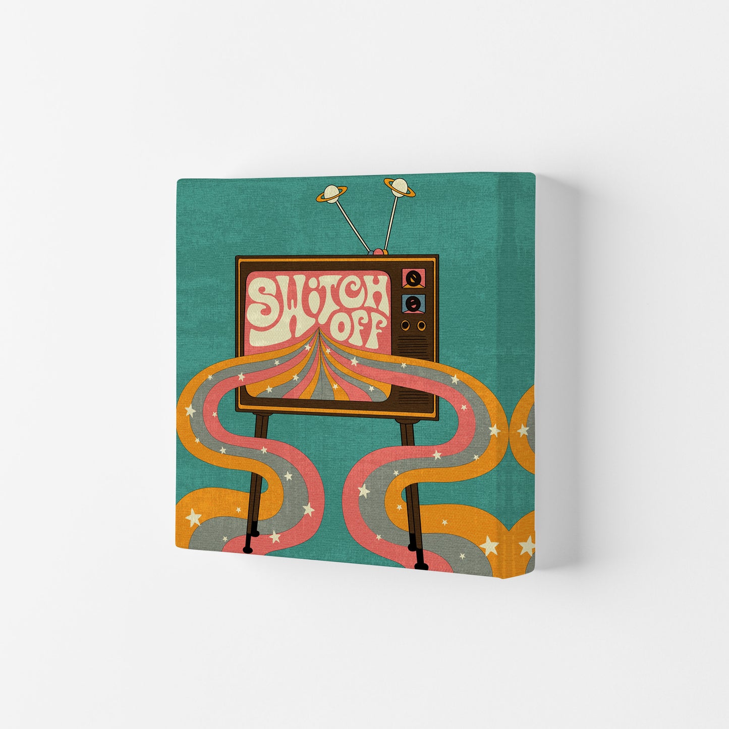 Switch Off Teal Textured Art Print by Inktally Canvas