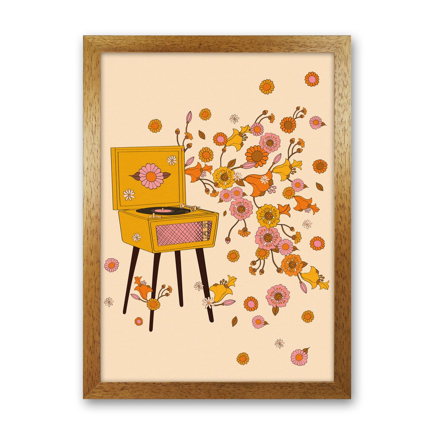Turntable A1 Art Print by Inktally Oak Grain