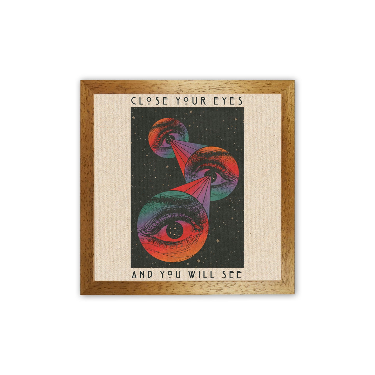 Close Your Eyes Art Print by Inktally Oak Grain