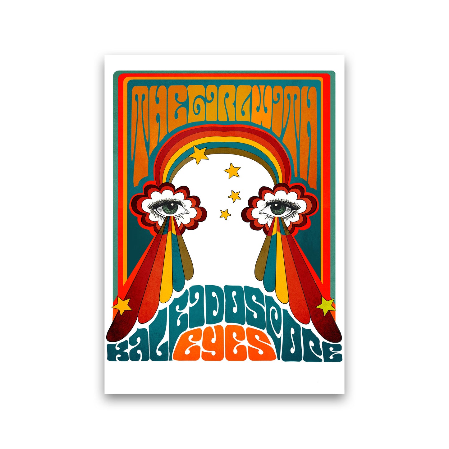 The Girl With Kaleidoscope Eyes Psychedelic Illustration Art Print by Inktally Print Only