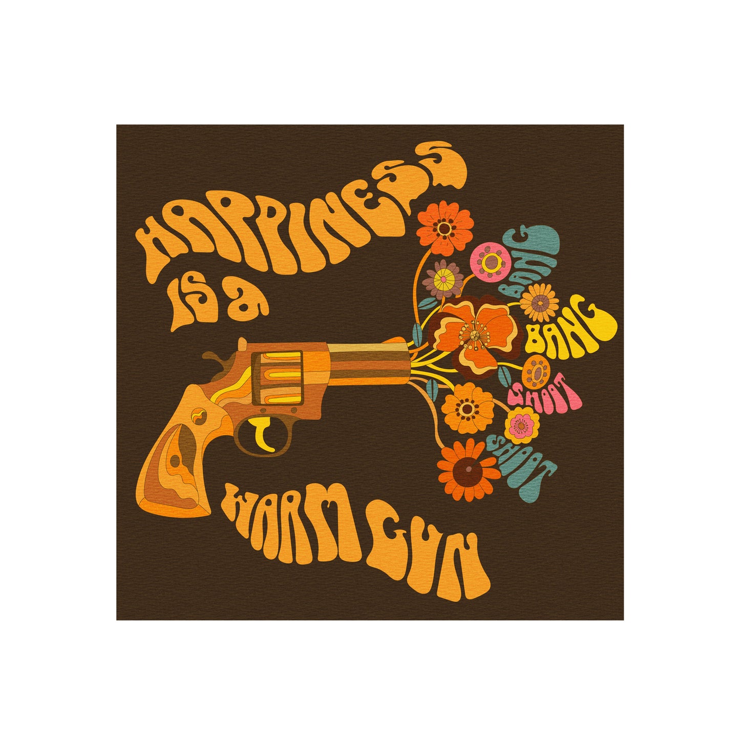 Warm Gun Brown Psychedelic Illustration Art Print by Inktally Print Only