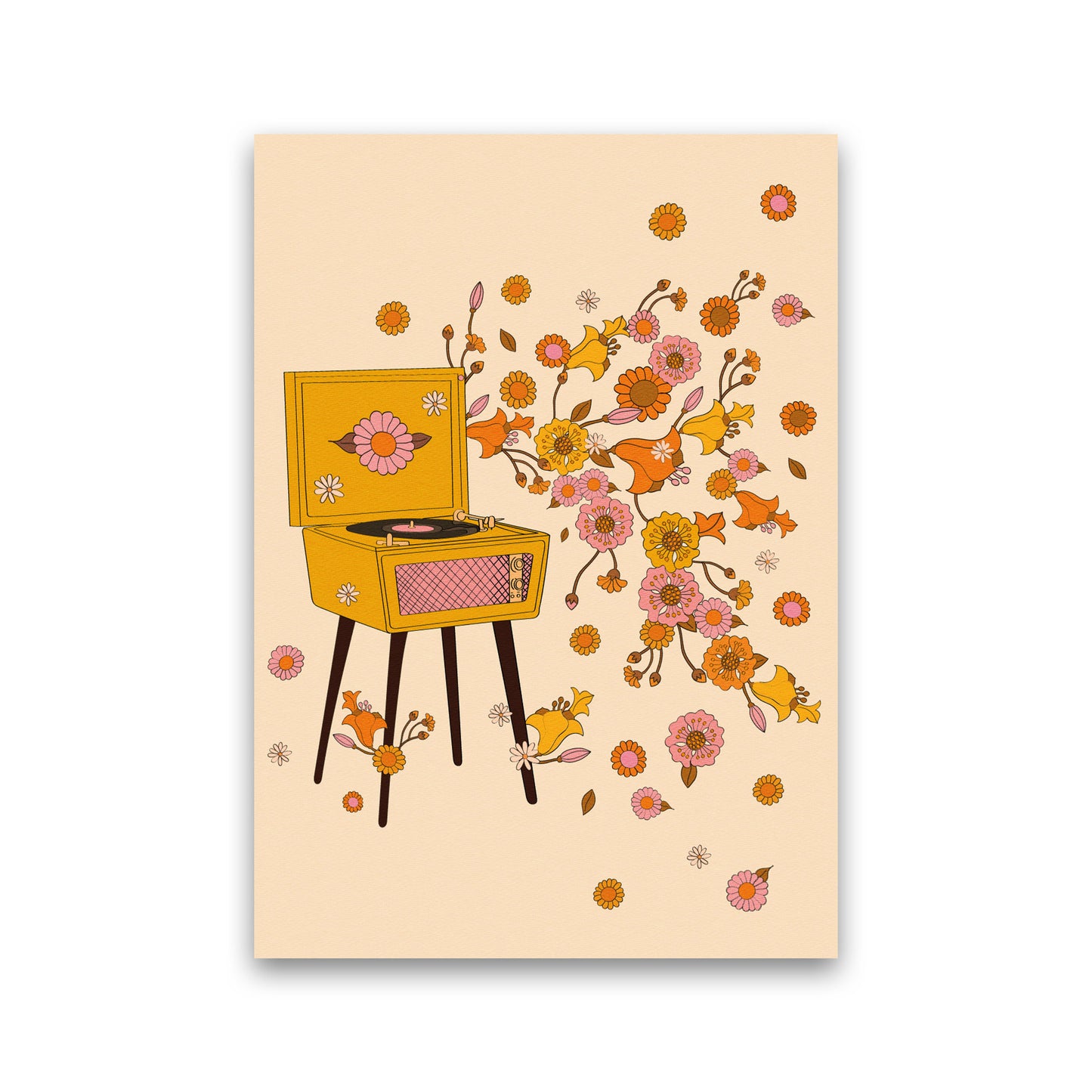 Turntable Psychedelic Illustration Art Print by Inktally Print Only