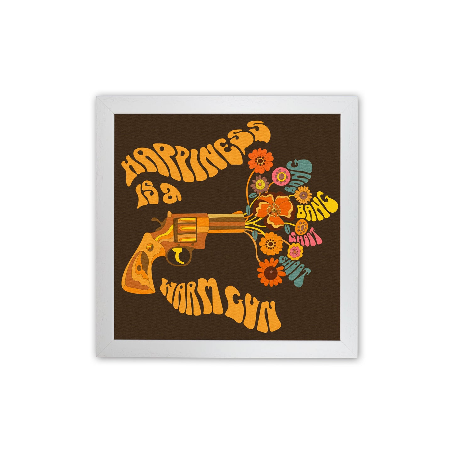 Warm Gun Brown Square-Textured 6000 Art Print by Inktally White Grain