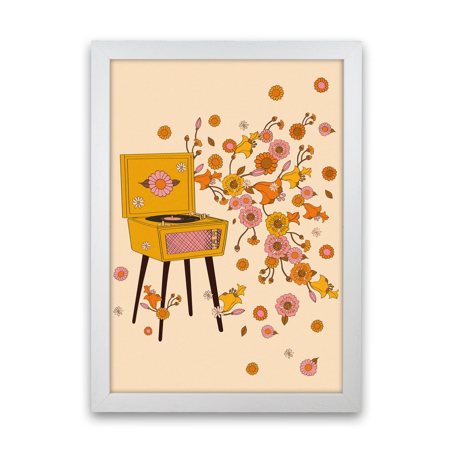 Turntable A1 Art Print by Inktally White Grain