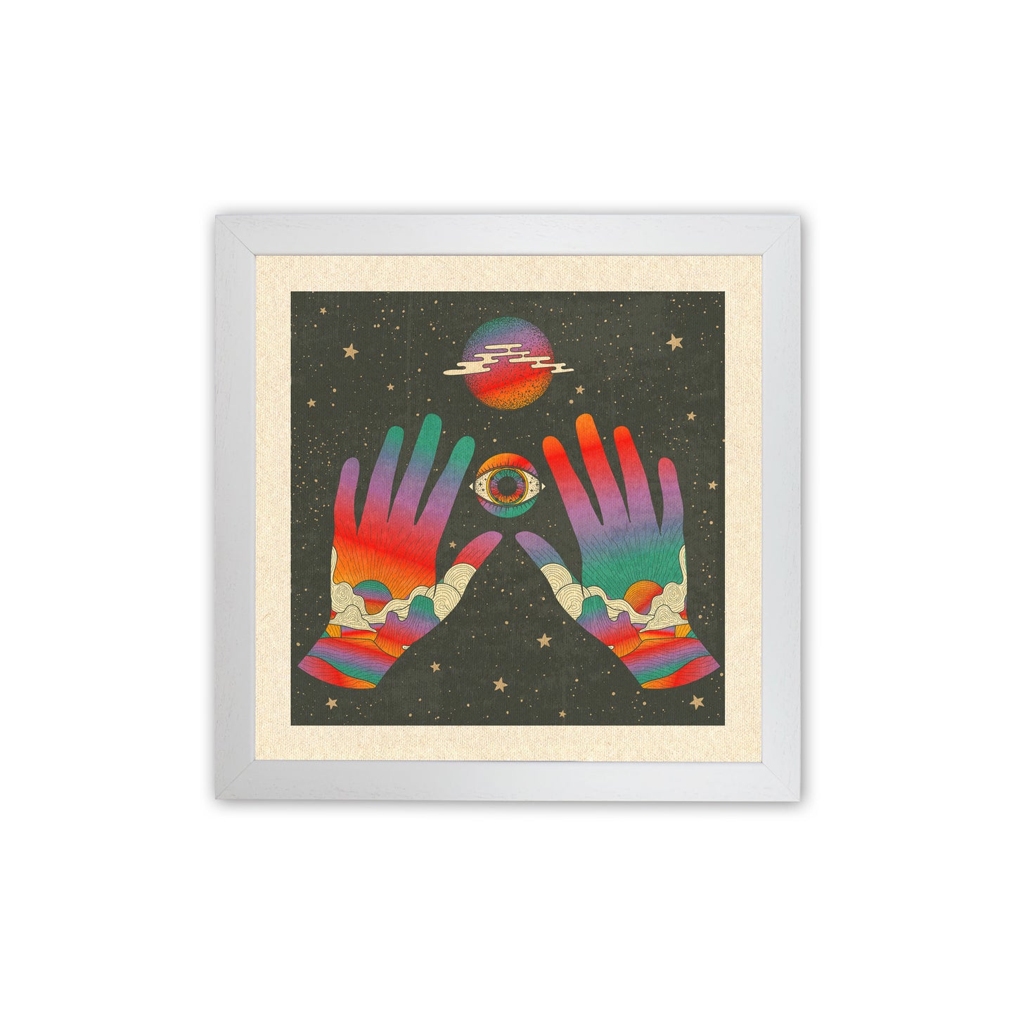 Hands Art Print by Inktally White Grain