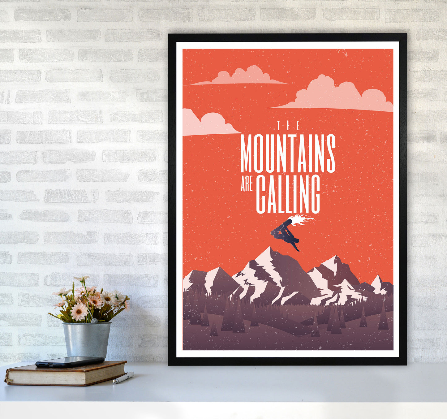 The Mountains Are Calling Art Print by Jason Stanley A1 White Frame