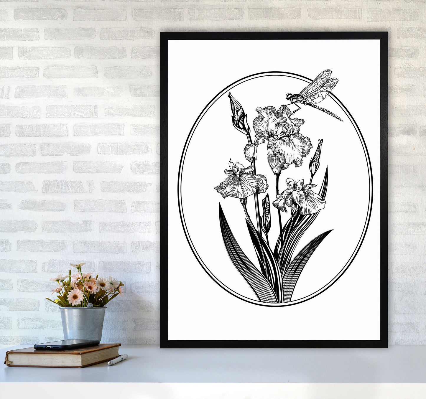 Vintage Beautiful Flower Art Print by Jason Stanley A1 White Frame
